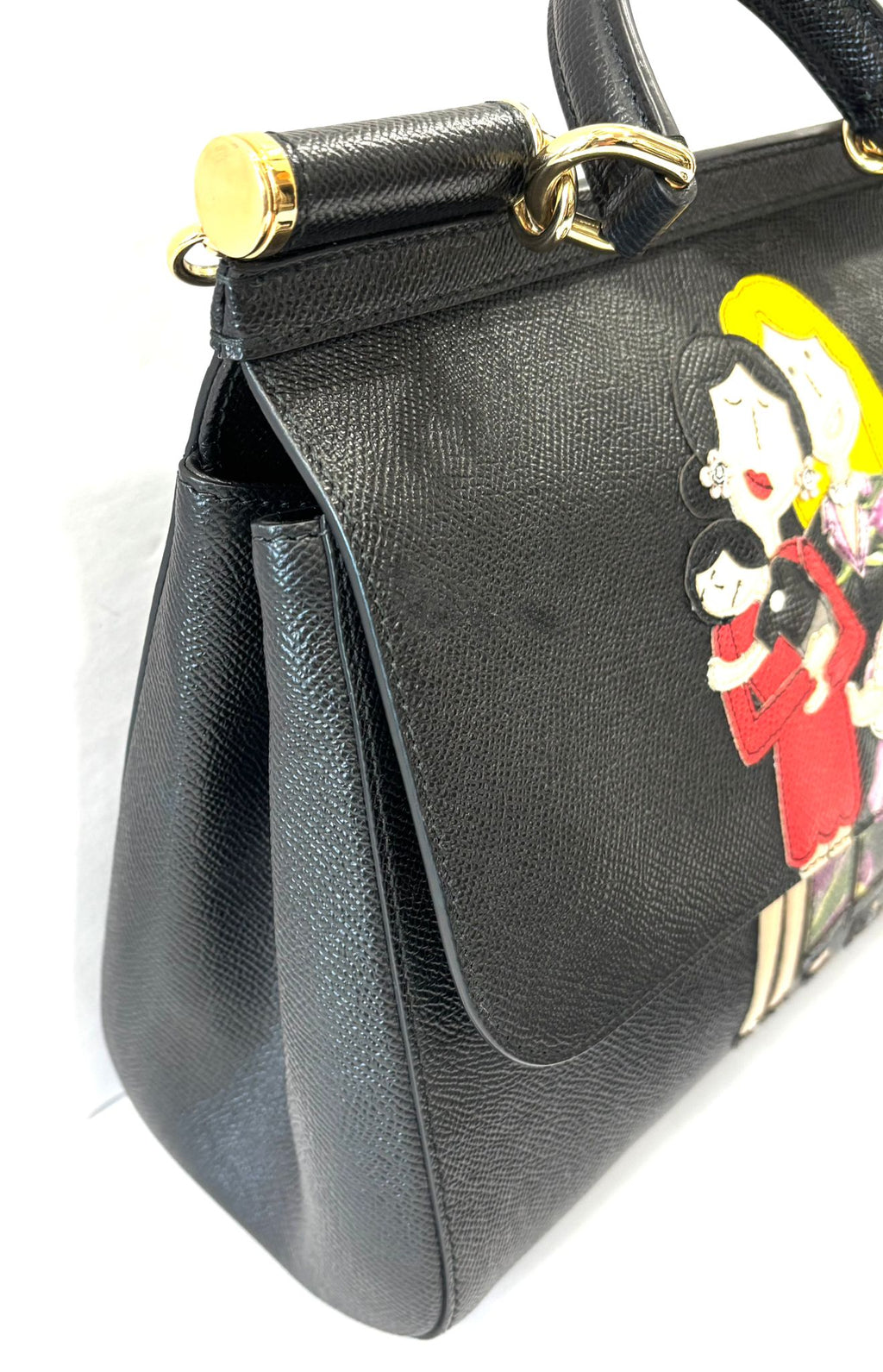 DOLCE & GABBANA FAMILY PATCH CALFSKIN MISS SICILY BAG
