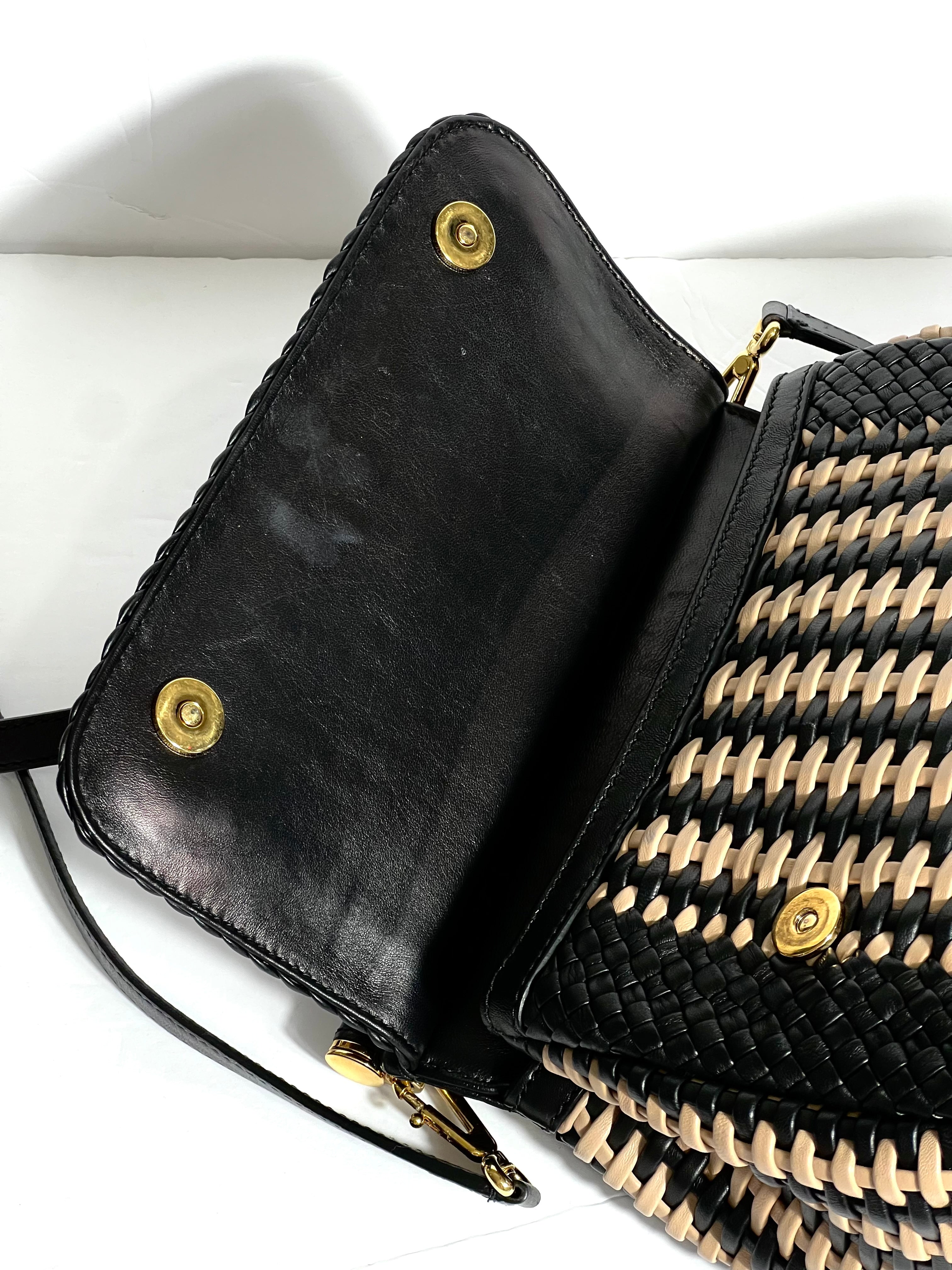 DOLCE & GABBANA SICILY WOVEN LEATHER SMALL TOP HANDLE BAG