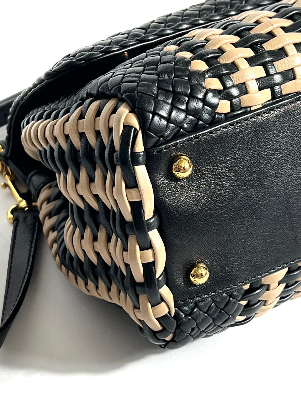 DOLCE & GABBANA SICILY WOVEN LEATHER SMALL TOP HANDLE BAG