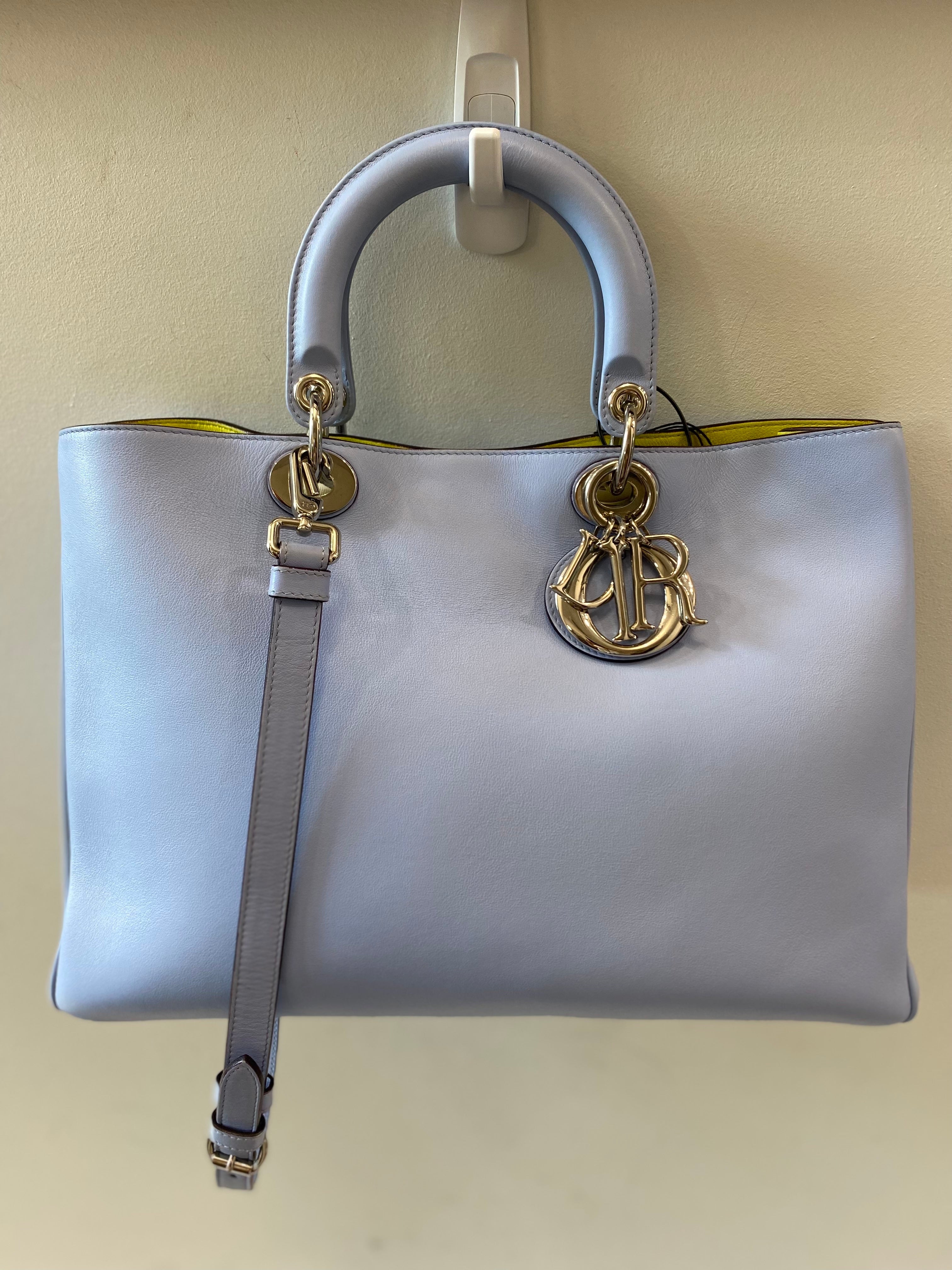 CHRISTIAN DIOR BICOLOR SOFT CALFSKIN DIORSSIMO TOTE BAG