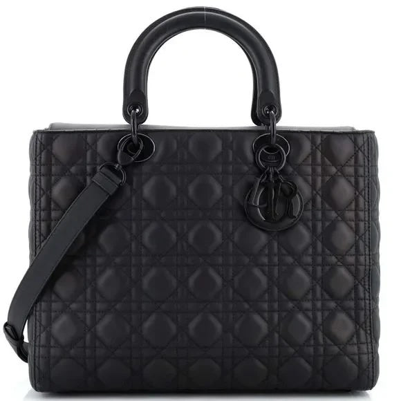DIOR ULTRAMATTE CANNAGE CALFSKIN LARGE LADY DIOR BAG