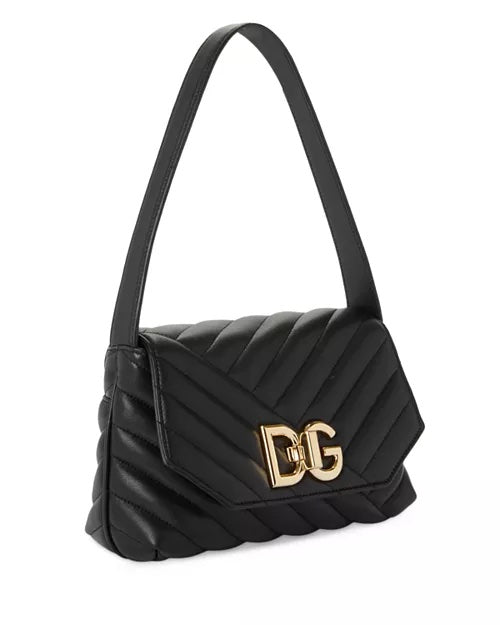 DOLCE & GABBANA QUILTED LAMBSKIN LEATHER SHOULDER BAG