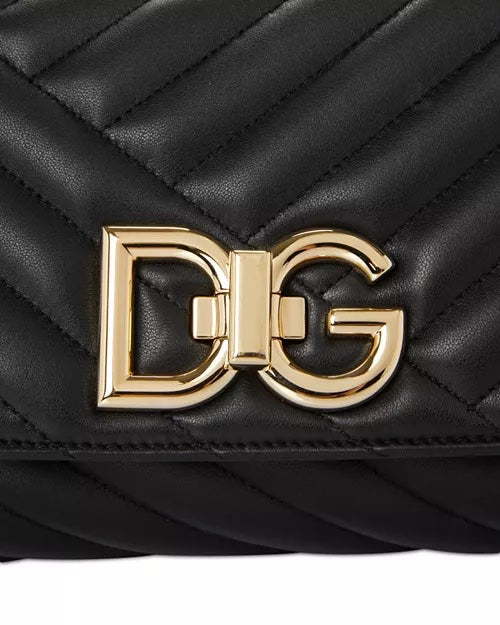 DOLCE & GABBANA QUILTED LAMBSKIN LEATHER SHOULDER BAG