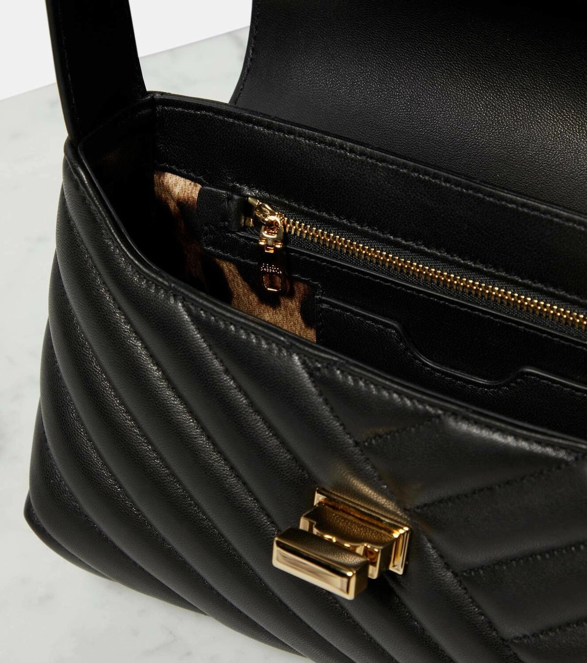 DOLCE & GABBANA QUILTED LAMBSKIN LEATHER SHOULDER BAG
