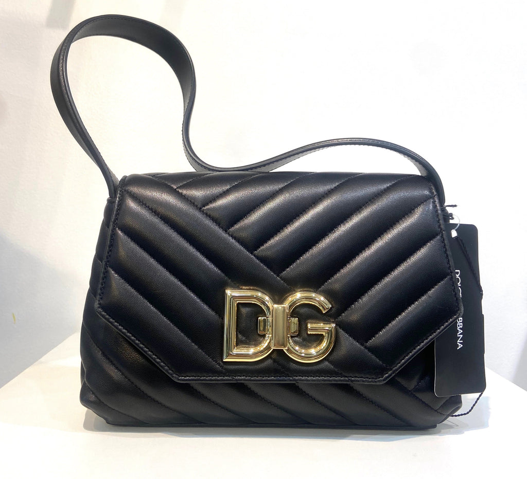 DOLCE & GABBANA QUILTED LAMBSKIN LEATHER SHOULDER BAG