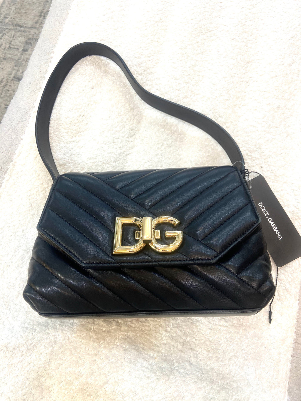 DOLCE & GABBANA QUILTED LAMBSKIN LEATHER SHOULDER BAG