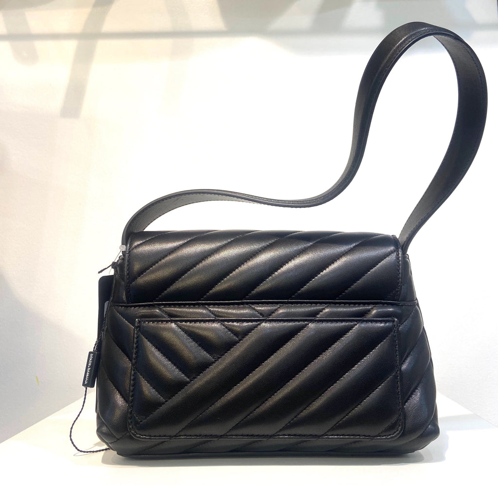 DOLCE & GABBANA QUILTED LAMBSKIN LEATHER SHOULDER BAG