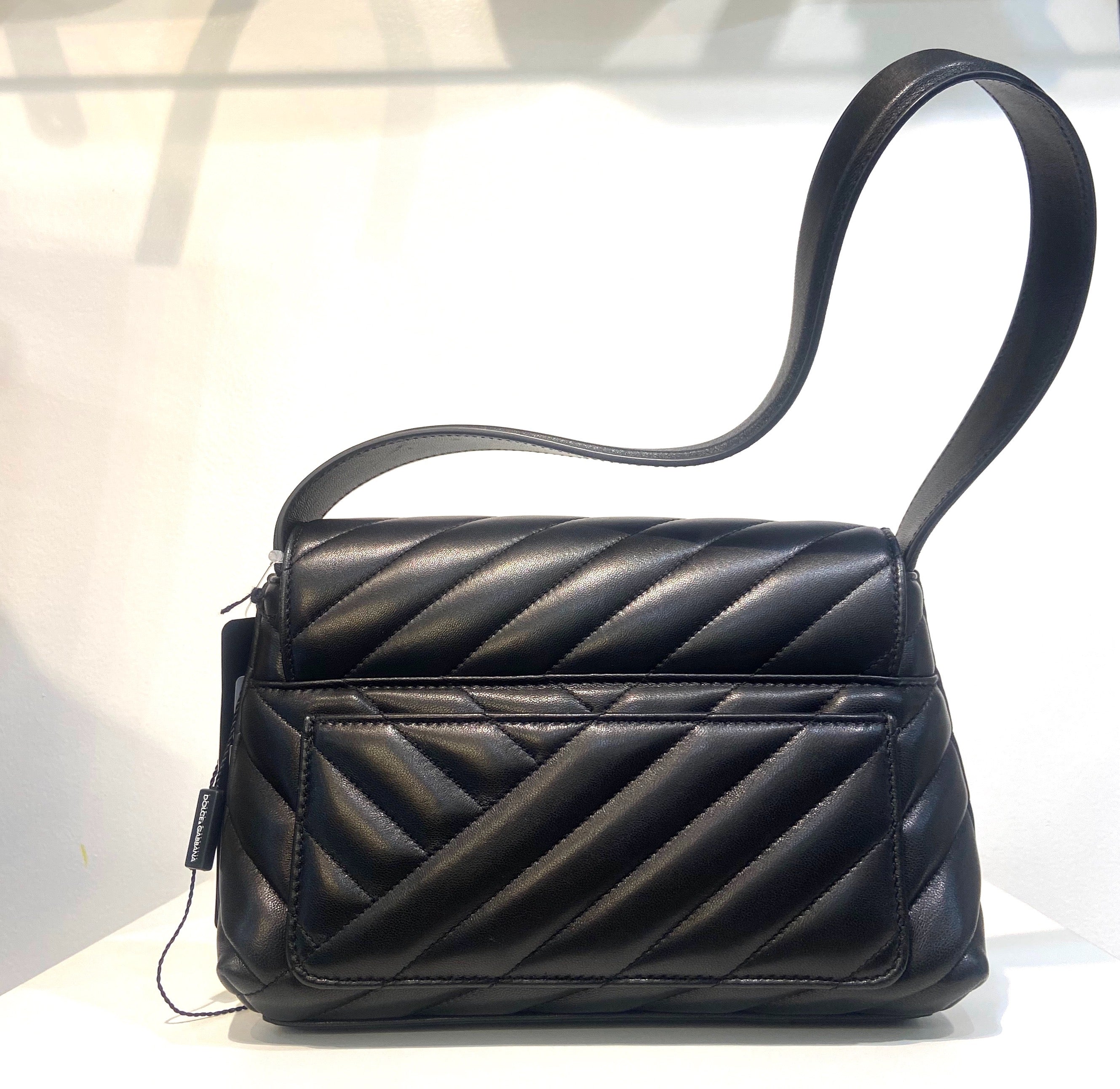 DOLCE & GABBANA QUILTED LAMBSKIN LEATHER SHOULDER BAG