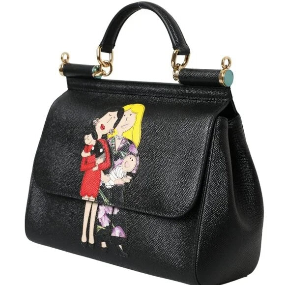 DOLCE & GABBANA FAMILY PATCH CALFSKIN MISS SICILY BAG