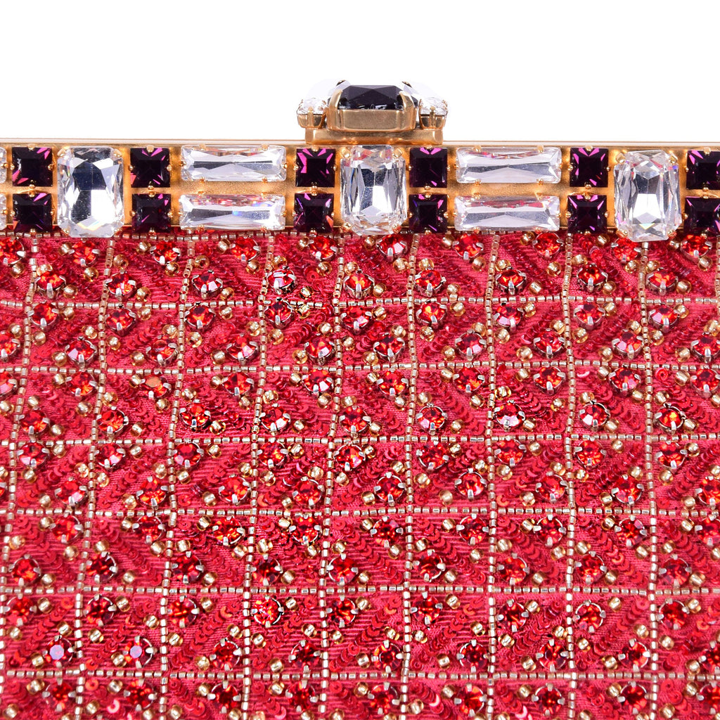 DOLCE & GABBANA Baroque Crystals Bag VANDA Red