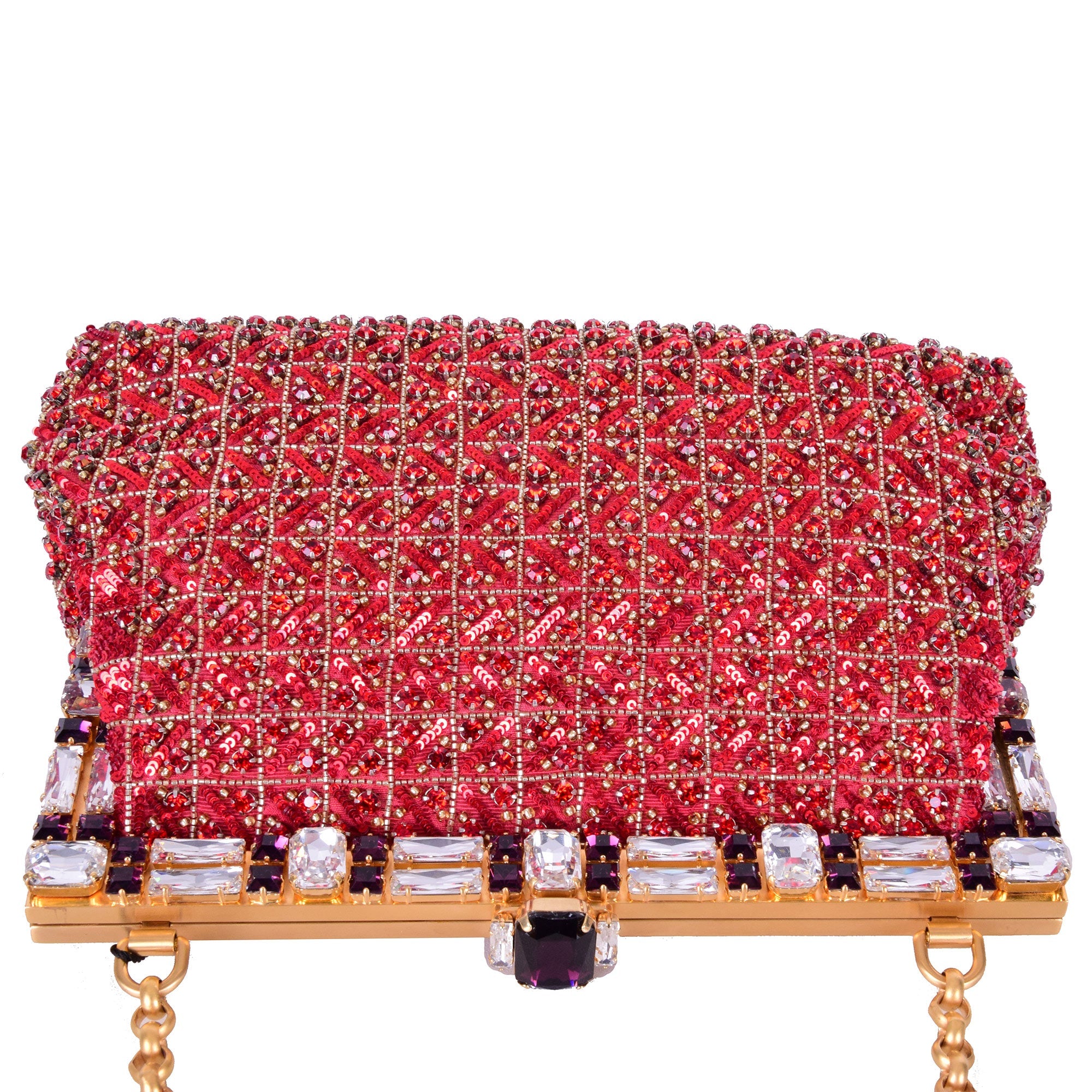 DOLCE & GABBANA Baroque Crystals Bag VANDA Red