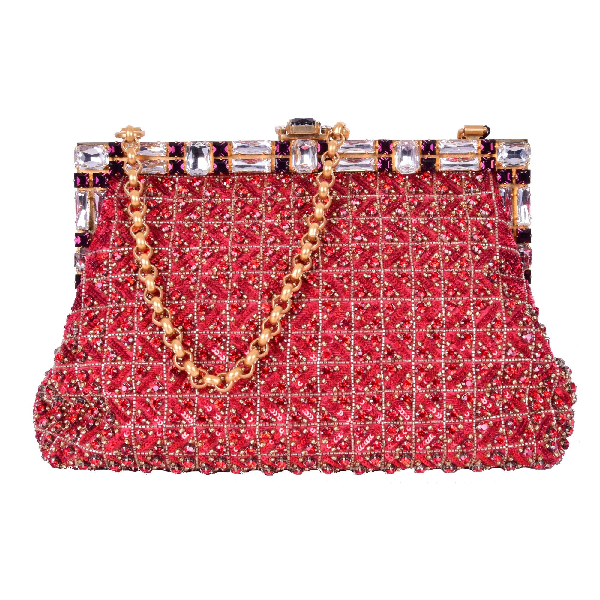 DOLCE & GABBANA Baroque Crystals Bag VANDA Red