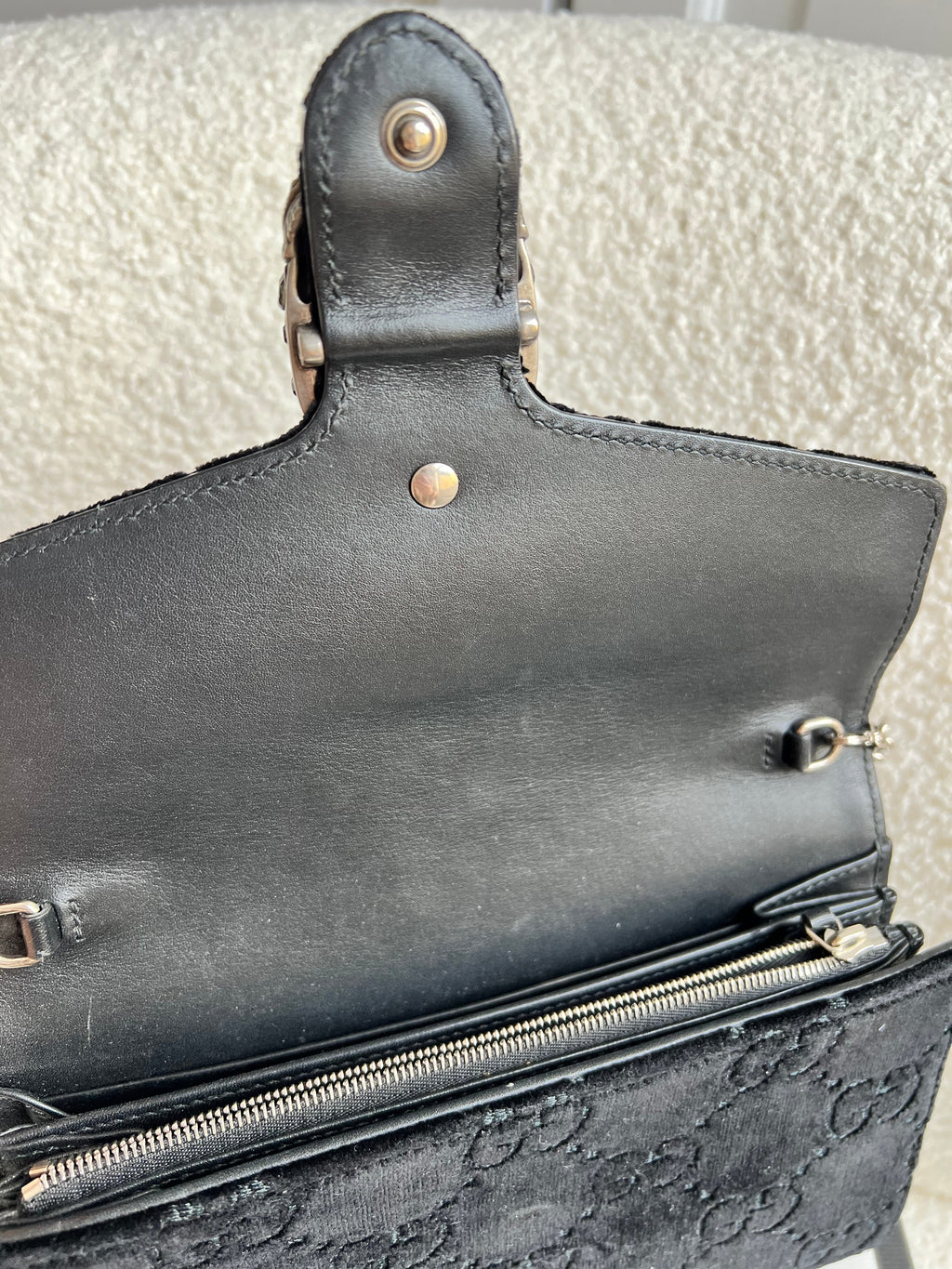 Gucci Black Velvet Dionysus Mini Chain Bag