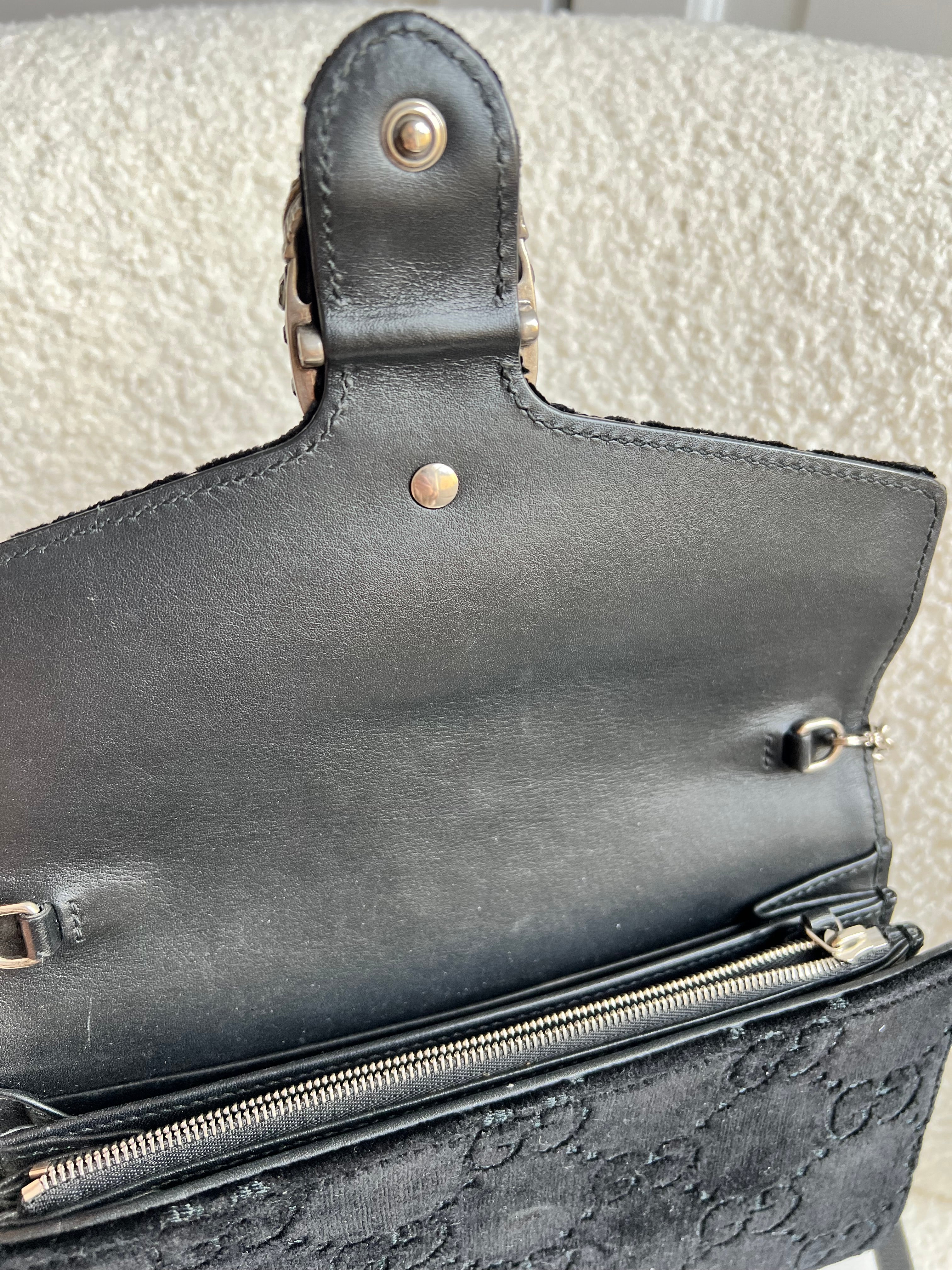 Gucci Black Velvet Dionysus Mini Chain Bag