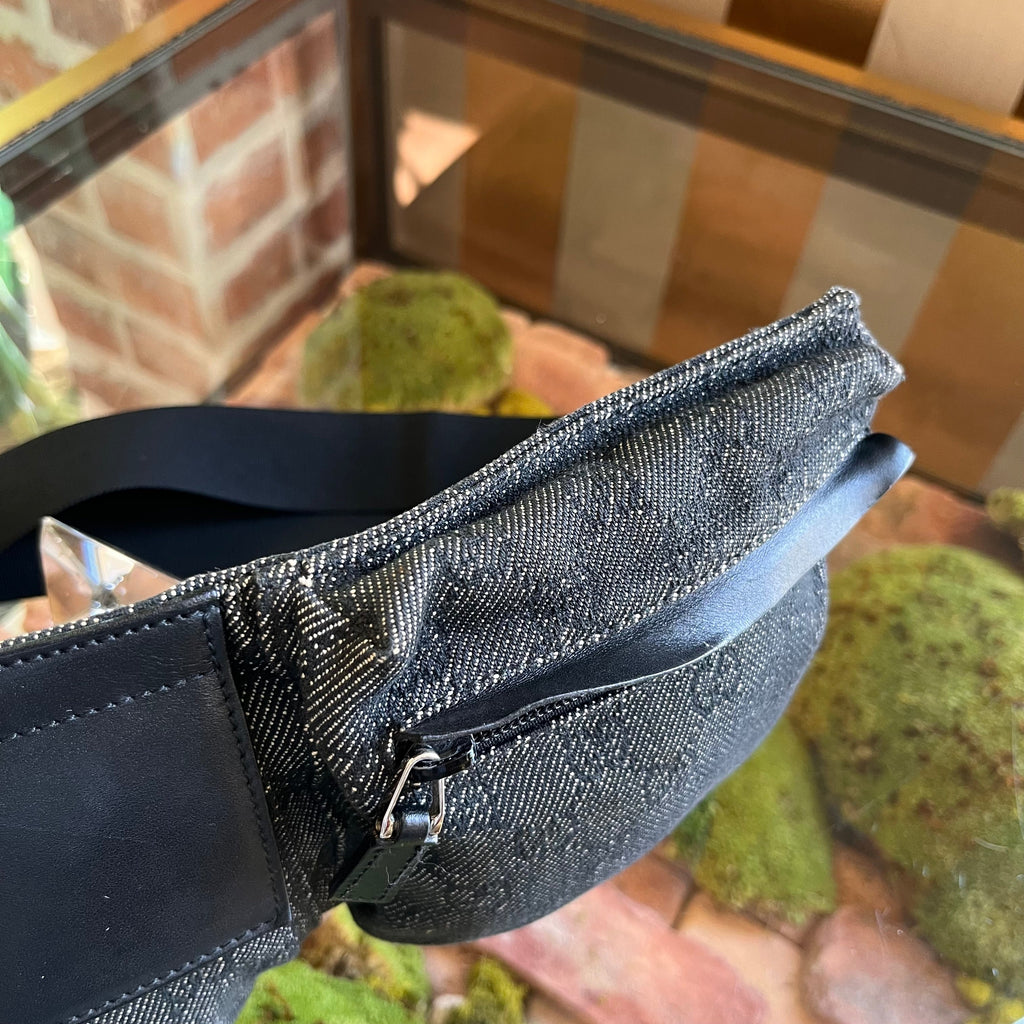 GUCCI Black Denim GG Monogram Belt Bag