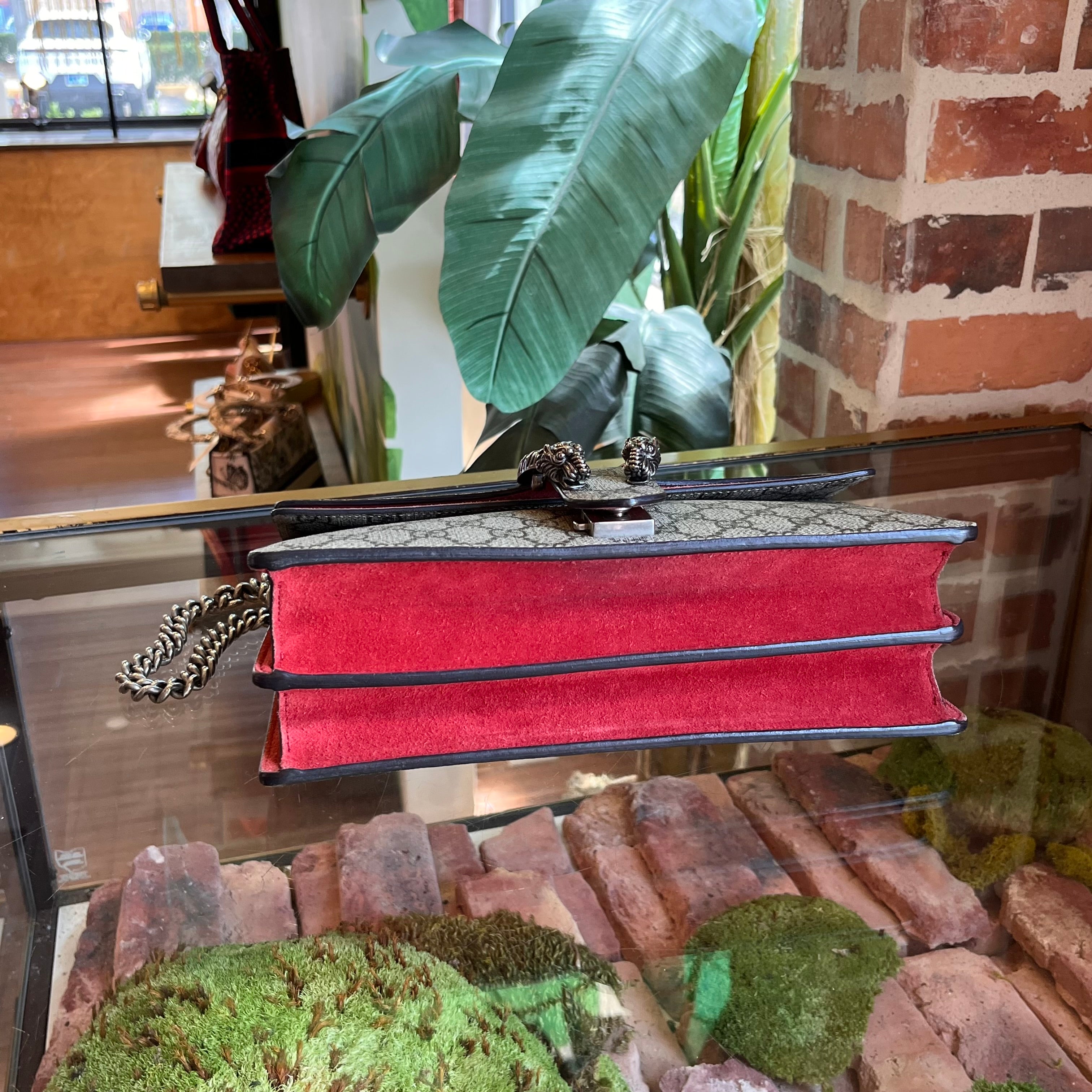 GUCCI Dionysus Medium GG Supreme Monogram Red Shoulder Bag