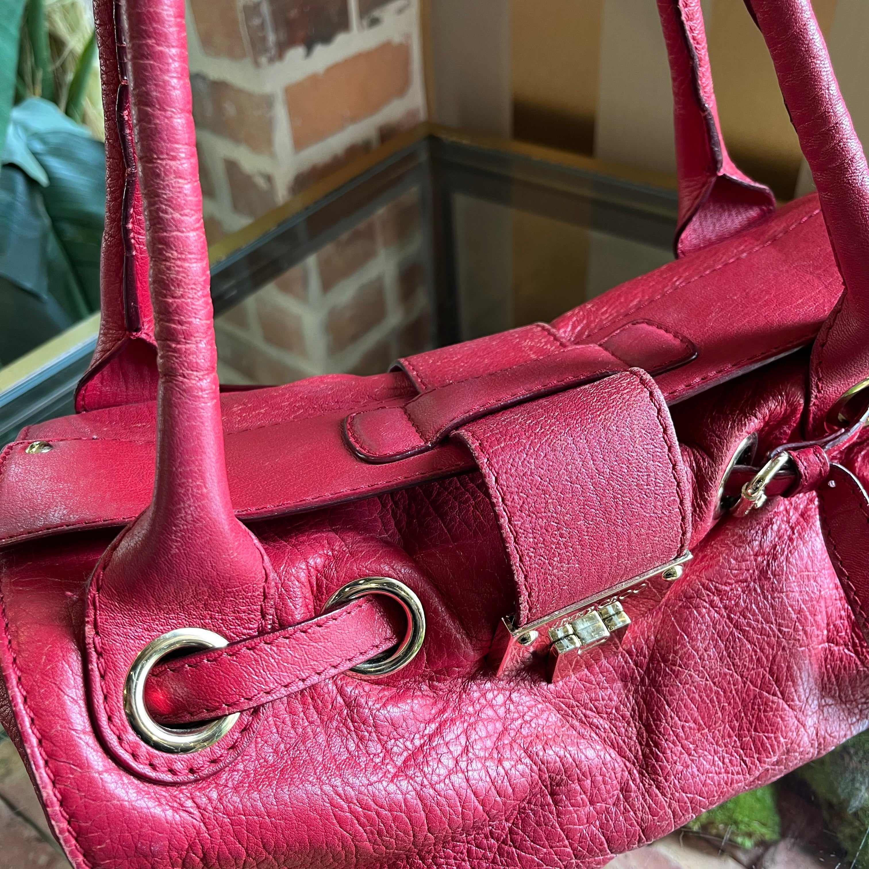JIMMY CHOO Red Leather Rosalie Satchel
