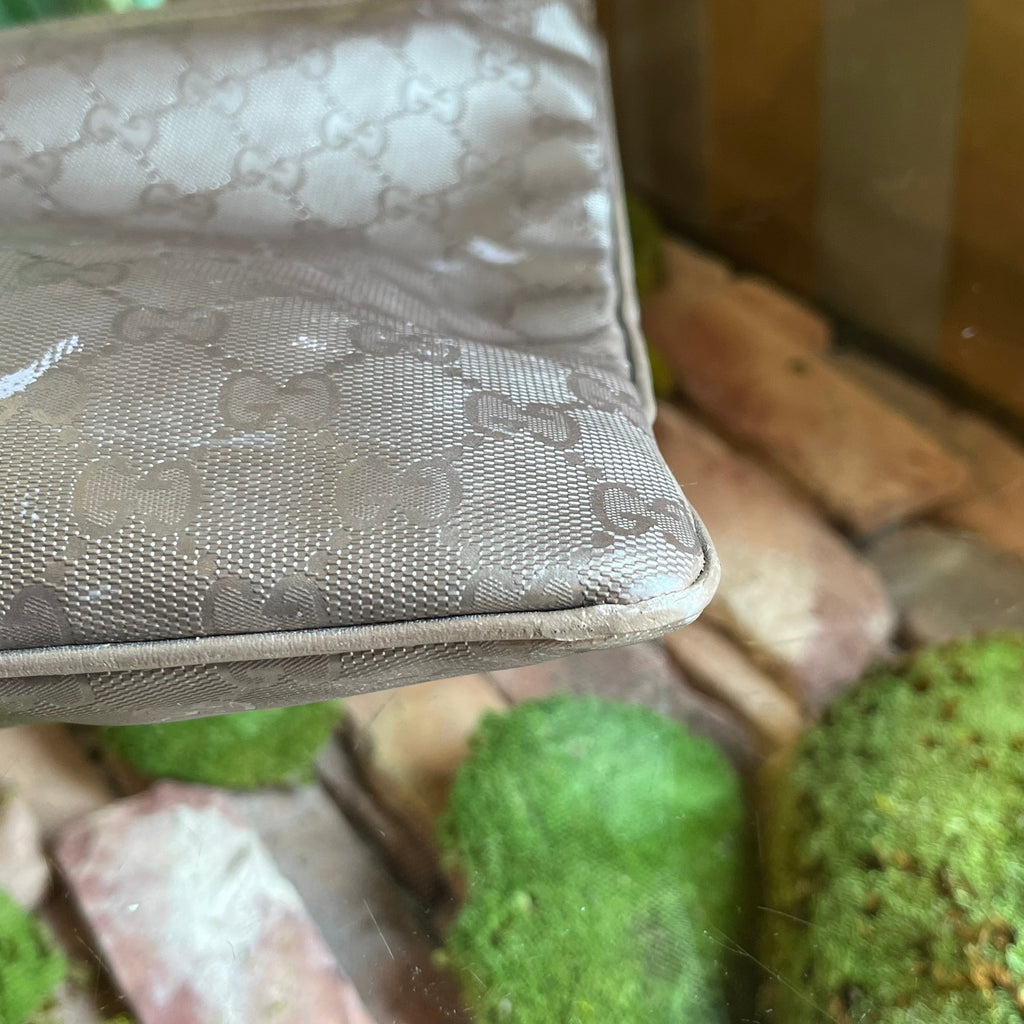 GUCCI GG Imprimé Pewter Crystal Messenger Crossbody Bag