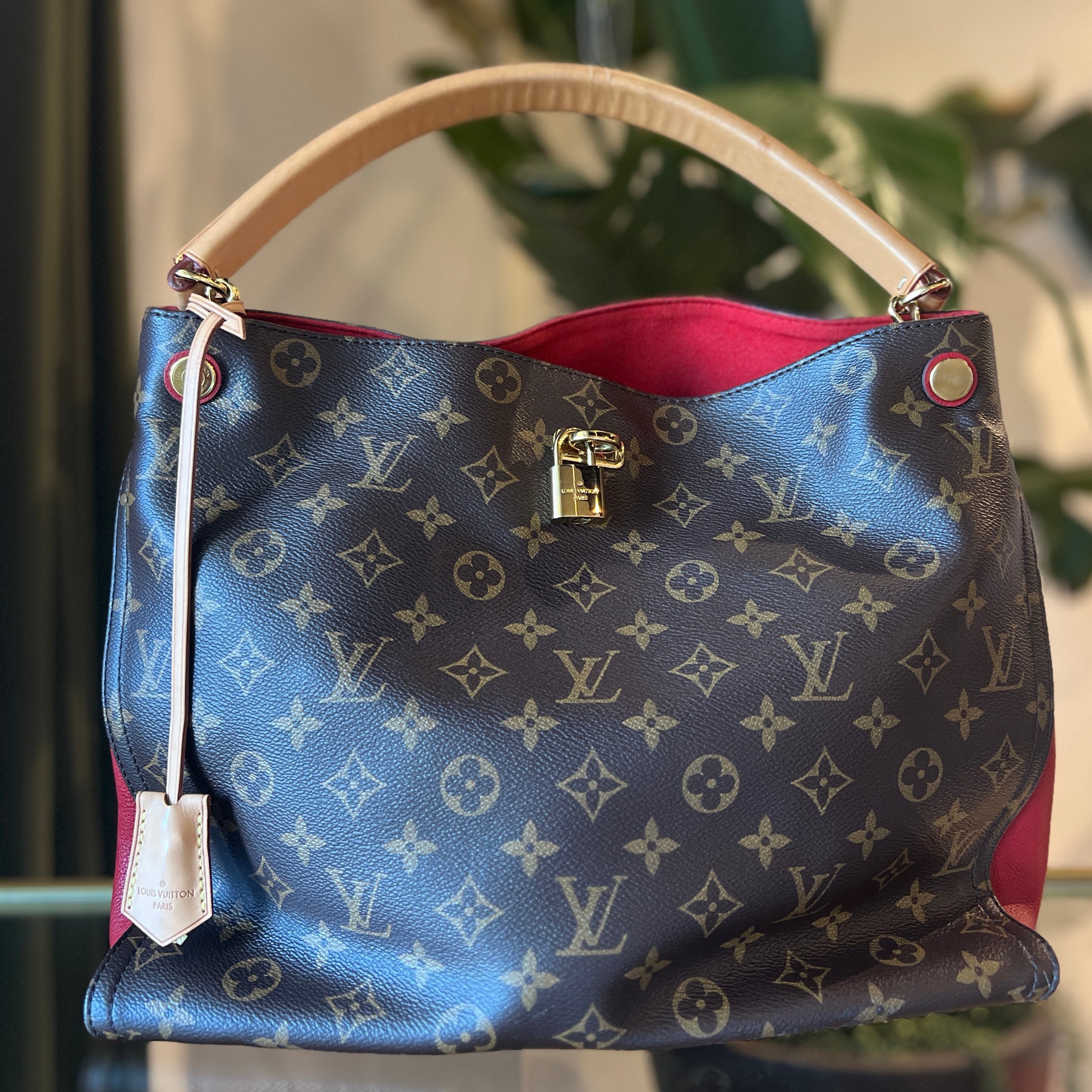 LOUIS VUITTON Gaia Cerise Monogram Canvas Hobo Bag