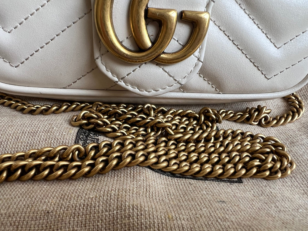 Gucci GG White Marmont Super Mini Shoulder Bag (RRP £985)