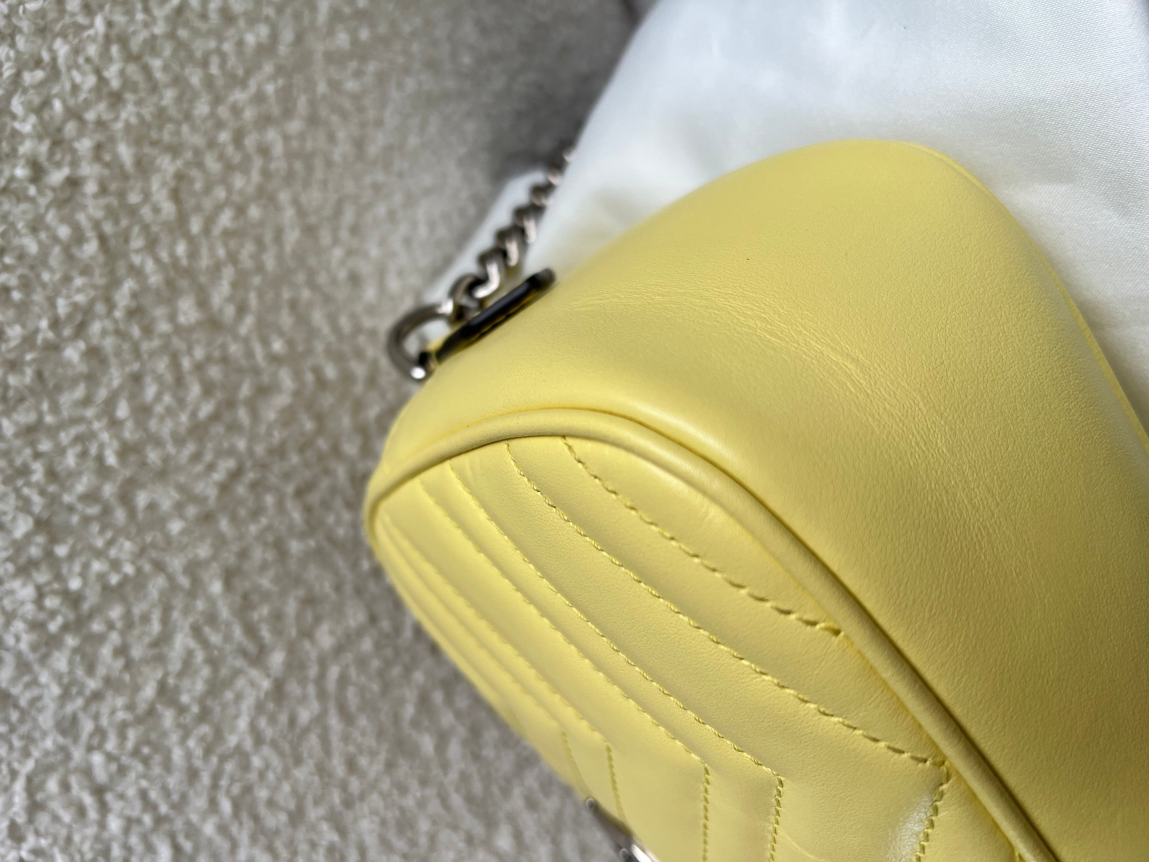 Gucci GG Pale Yellow Marmont Small Shoulder Bag (RRP £1440)