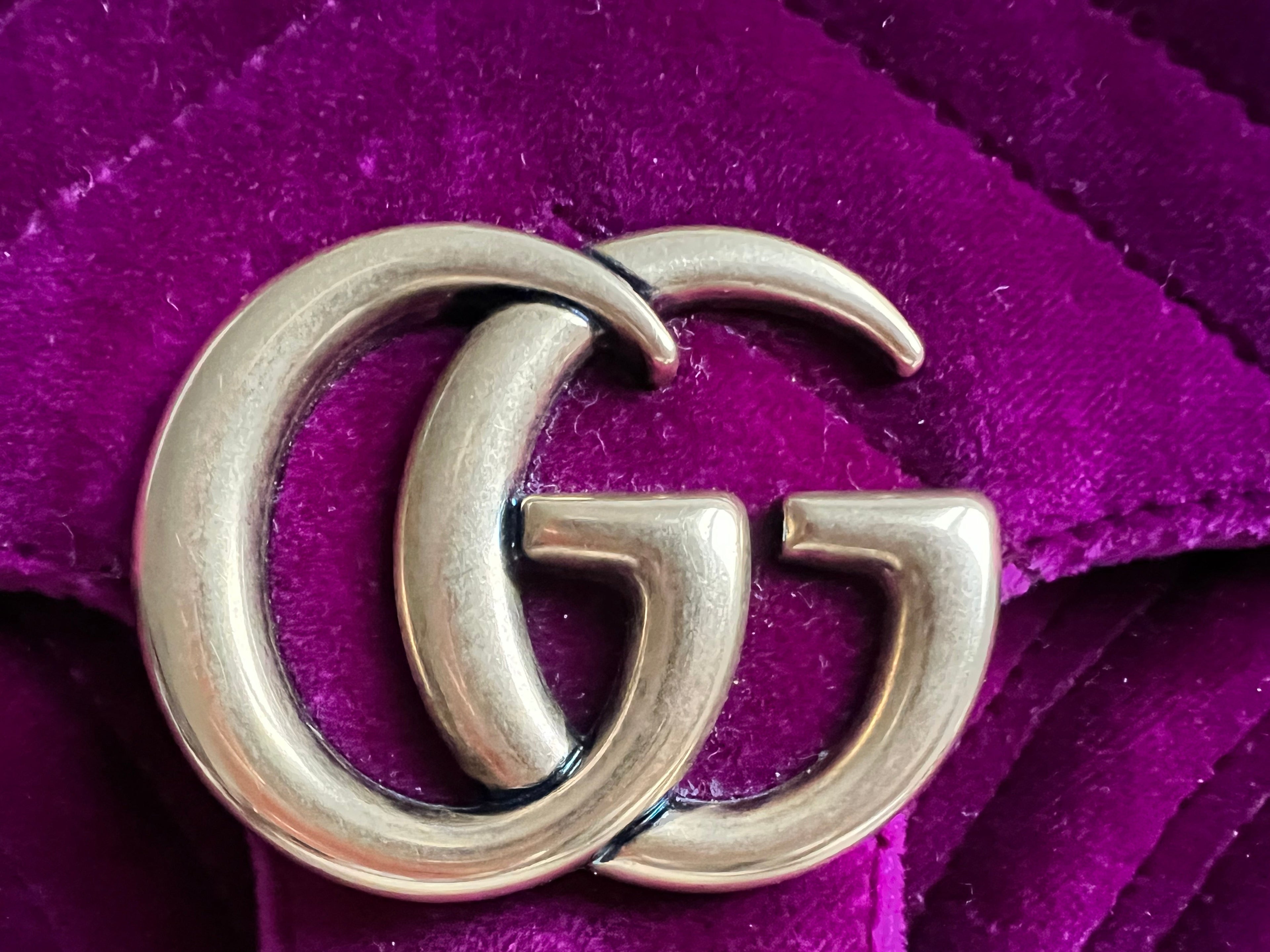 Gucci GG Mini Fuchsia Velvet Marmont Mini Shoulder Bag (RRP £1295)