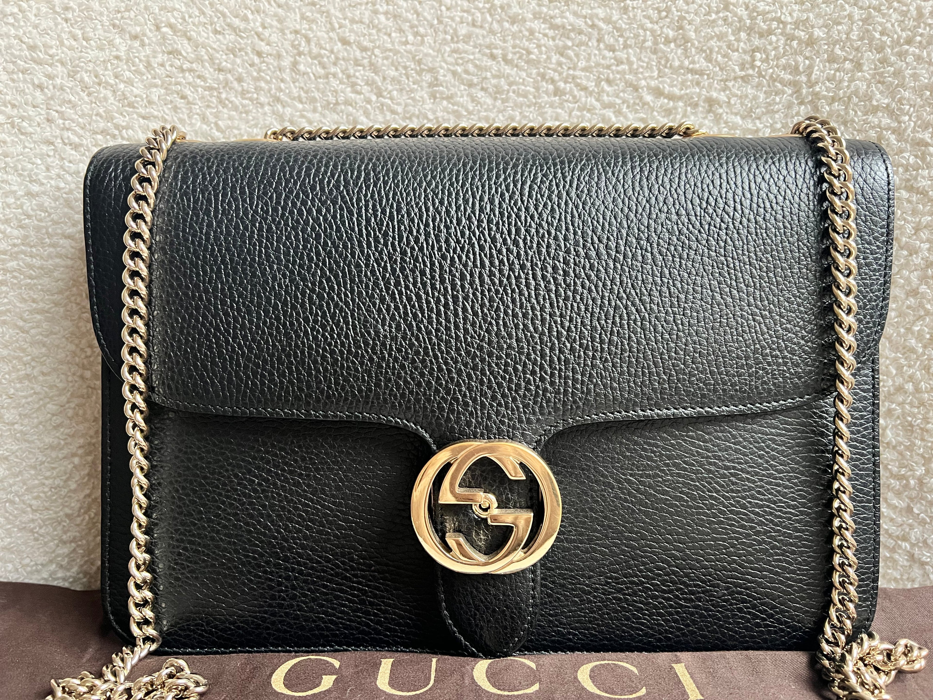 Gucci Interlocking GG Black Medium Shoulder Bag