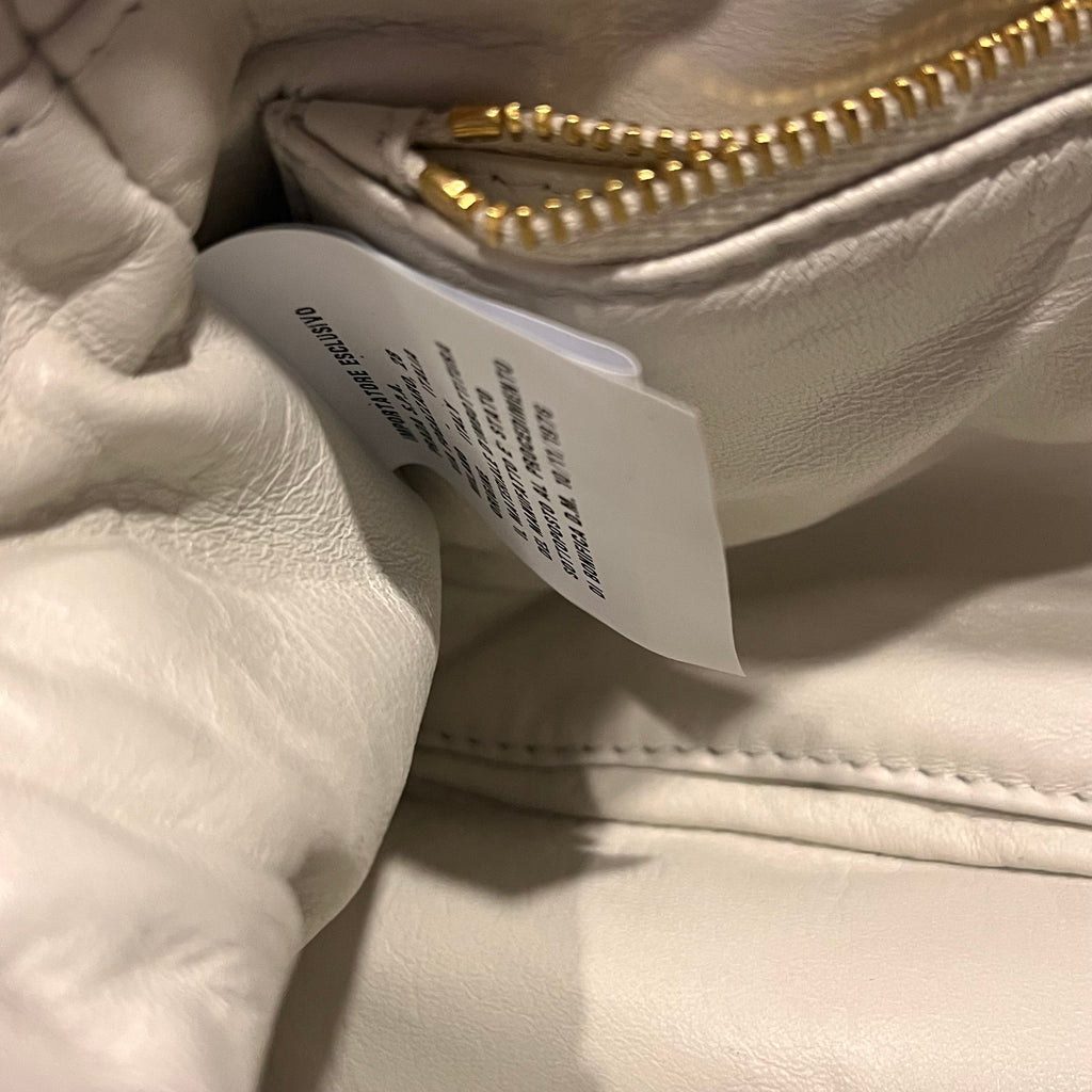 PRADA System Flap Small White Nappa Patchwork Quilted Leather Shoulder Bag