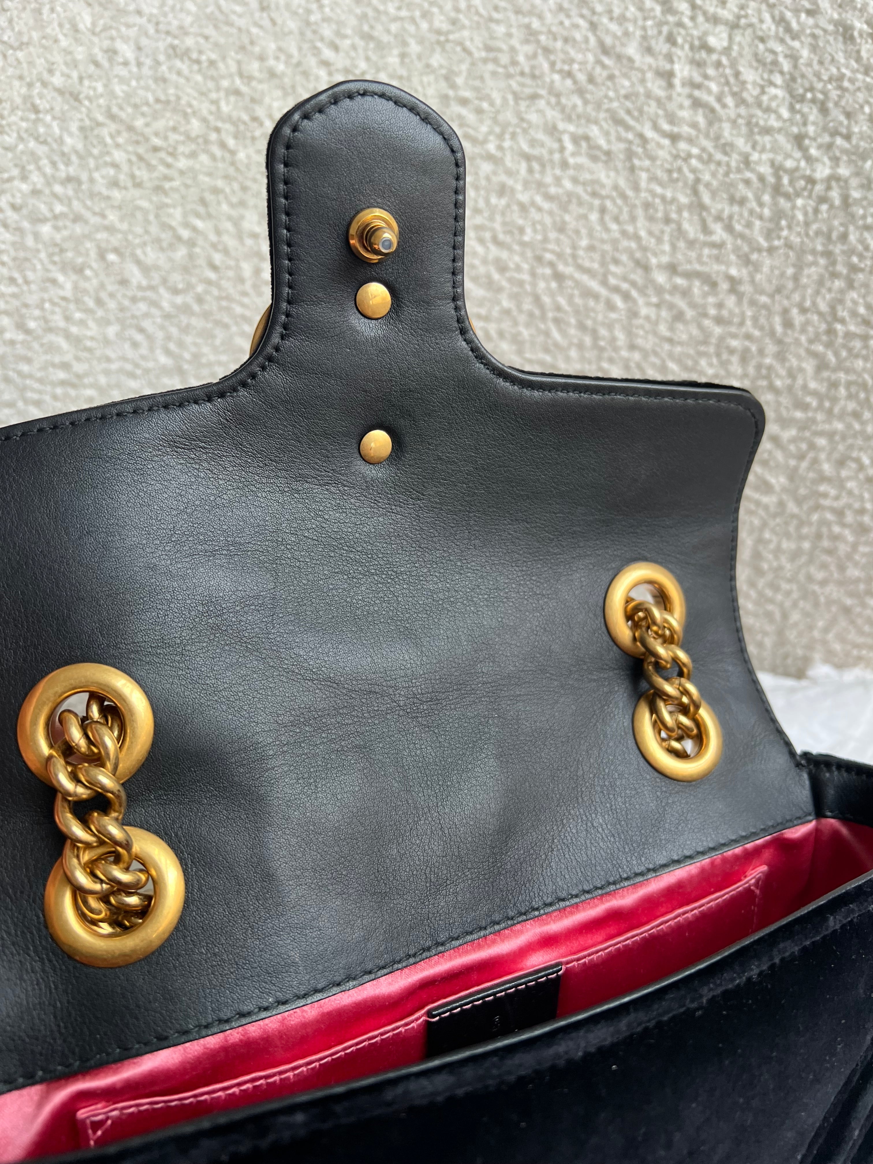 Gucci GG Black Velvet Marmont Mini Shoulder Bag (RRP £1395)