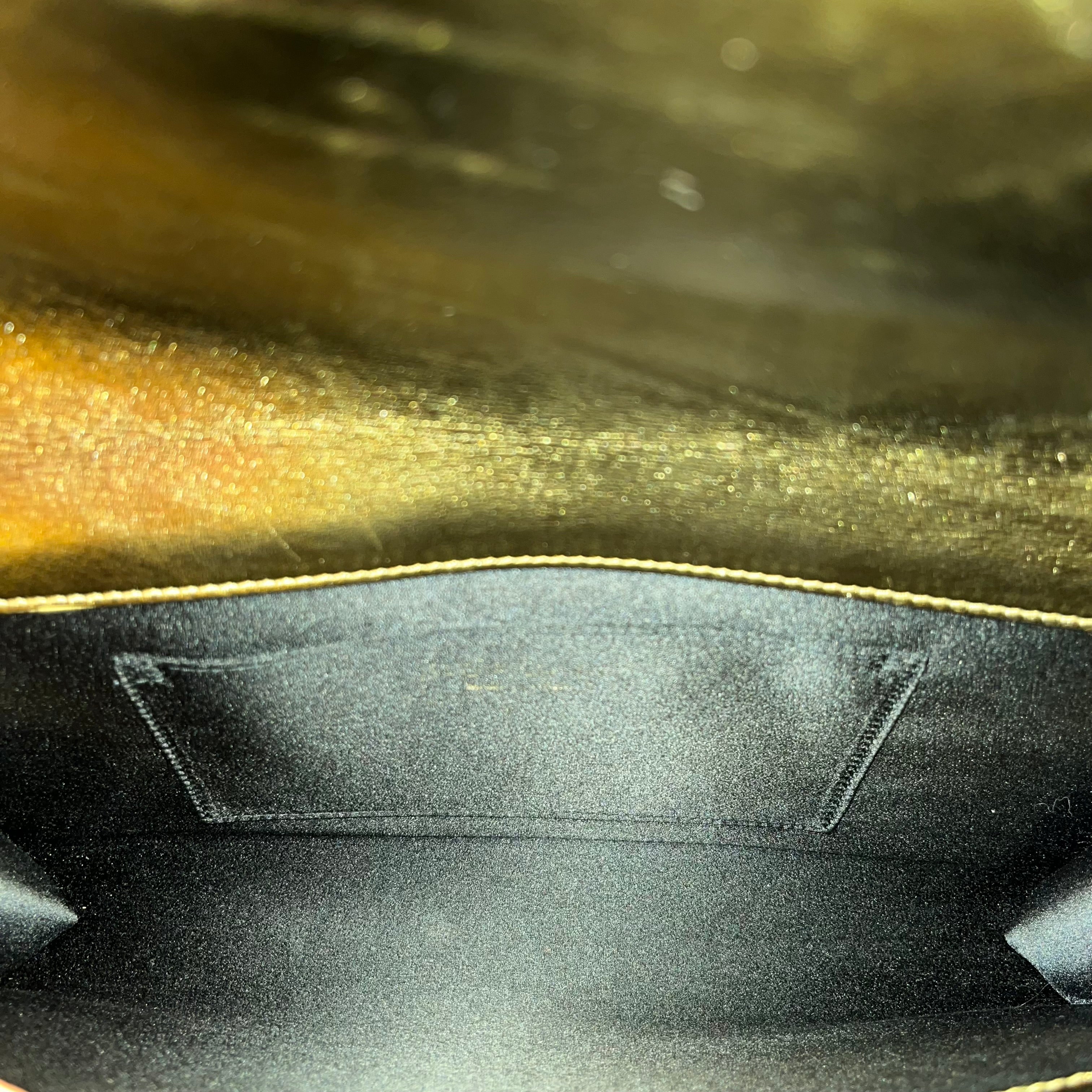 SAINT LAURENT Belle De Jour Large Gold Metallic Calfskin Monogram Clutch