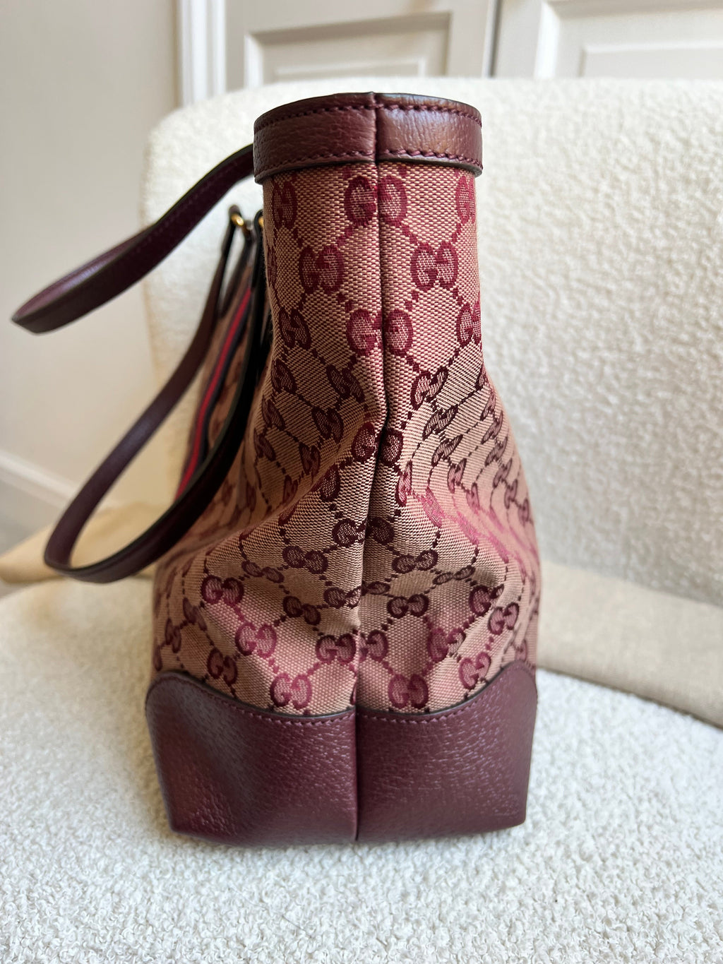 Gucci Burgundy Ophidia GG Supreme Medium Tote