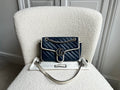 Gucci GG Navy and White Torchon Marmont Small Shoulder Bag