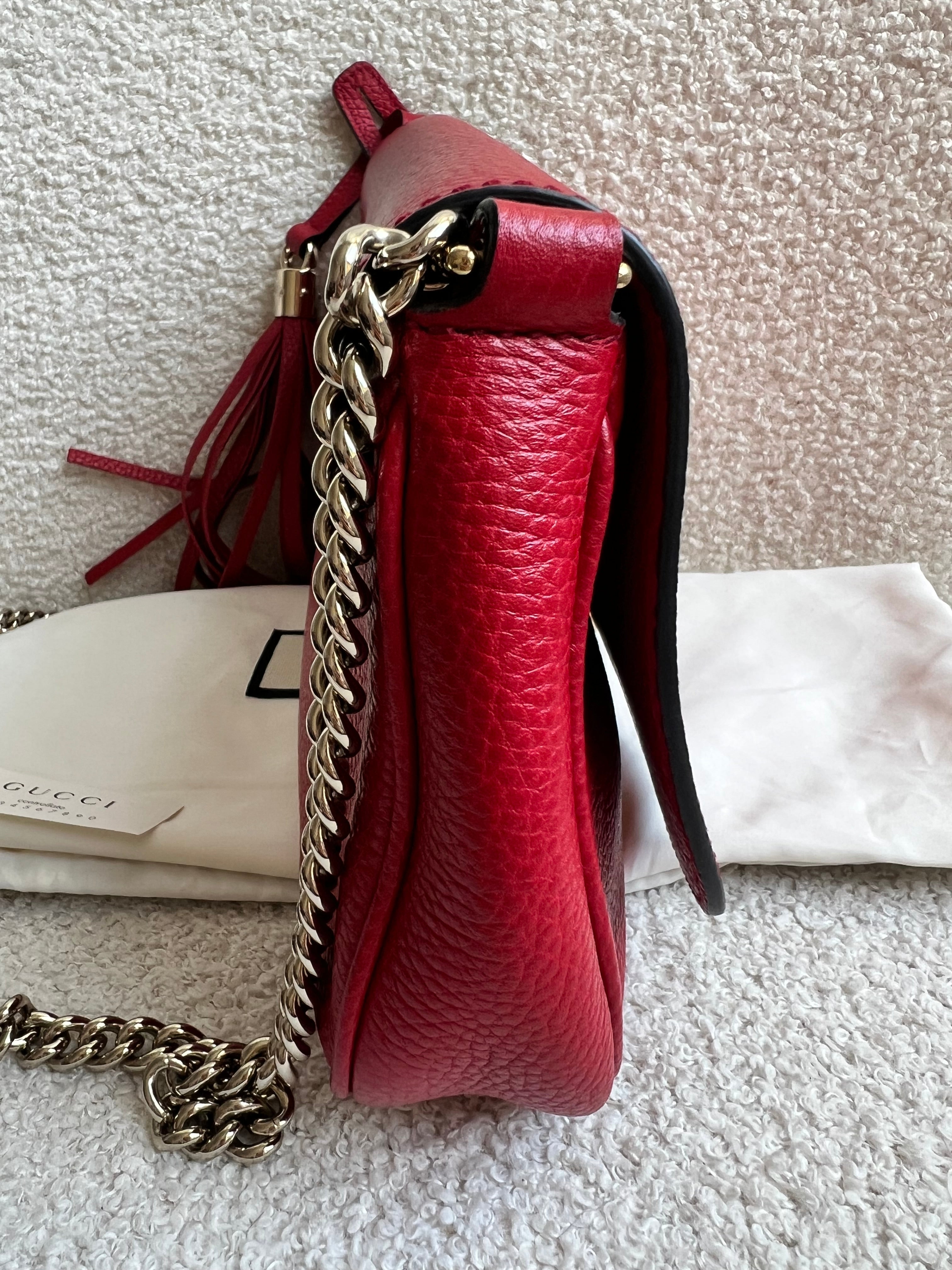 Gucci Red Soho Chain Crossbody Flap Bag