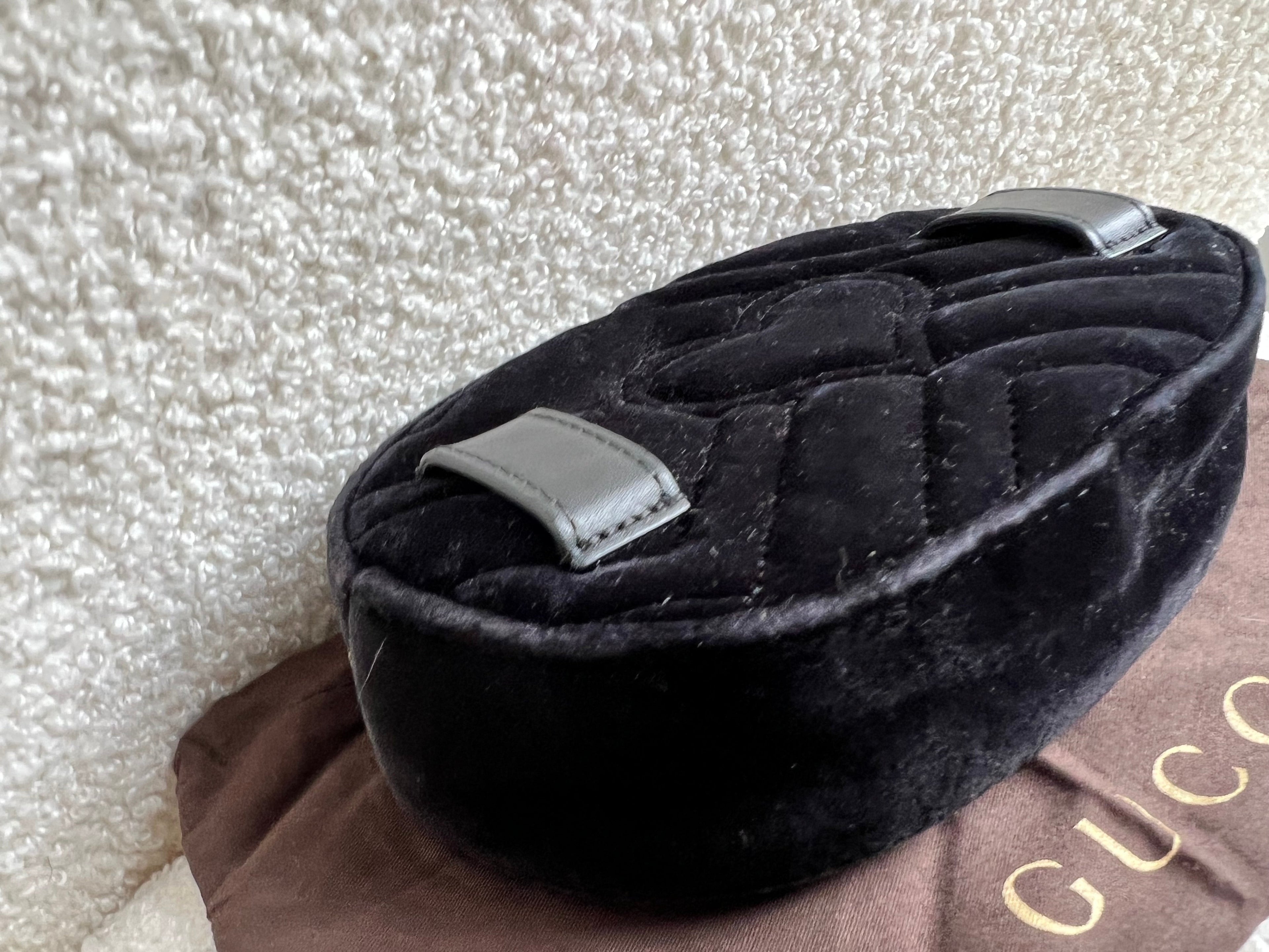 Gucci GG Black Velvet Marmont Belt Bag