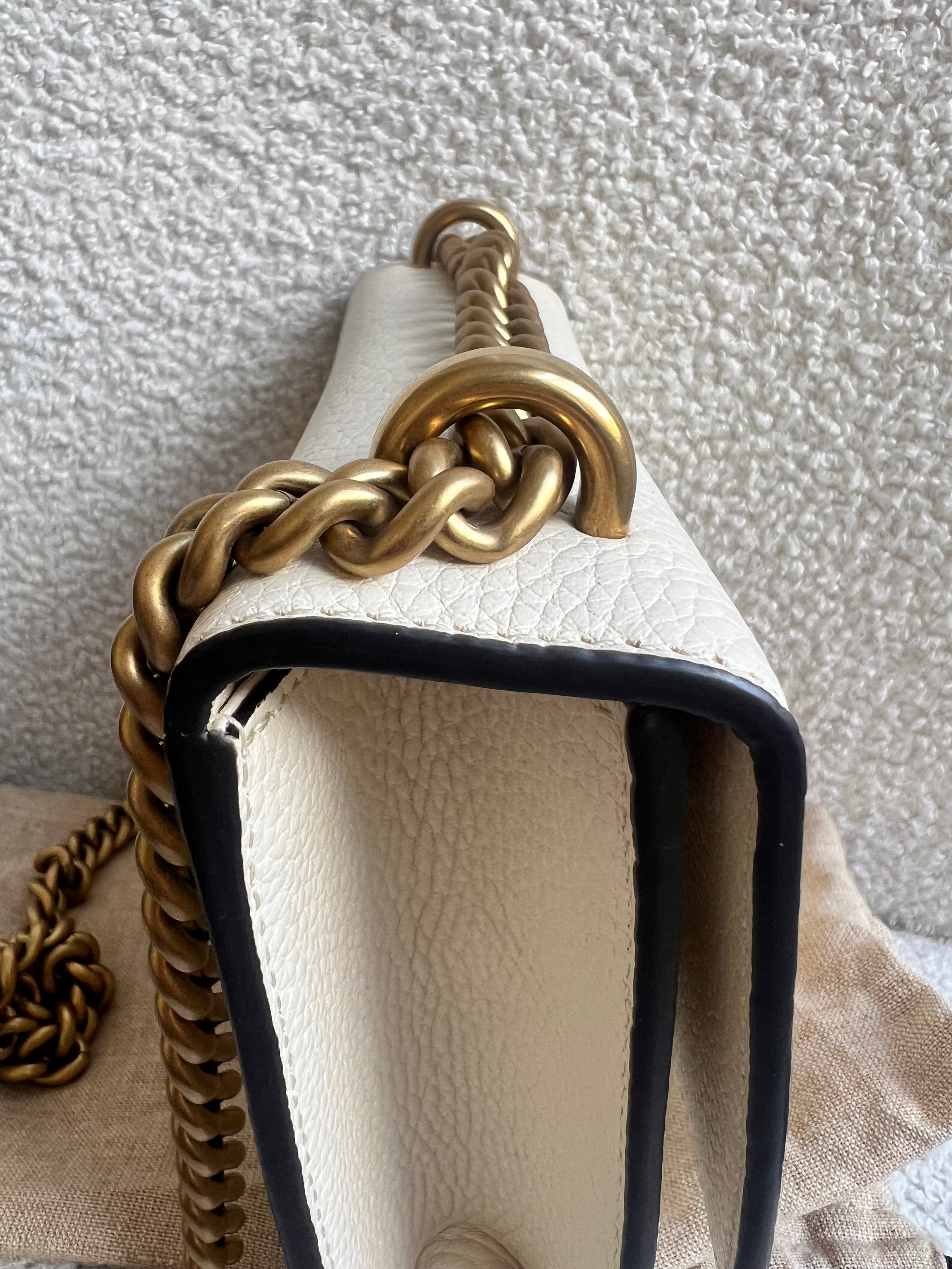 Gucci Cream GG Marmont Chain Mini Bag