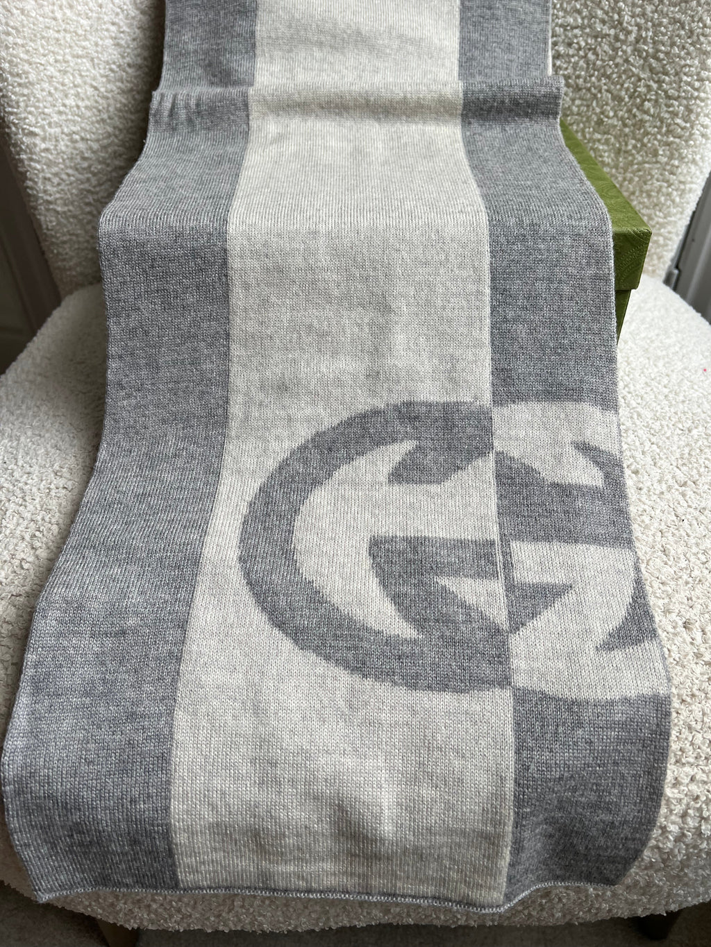 Gucci Grey GG Wool Scarf