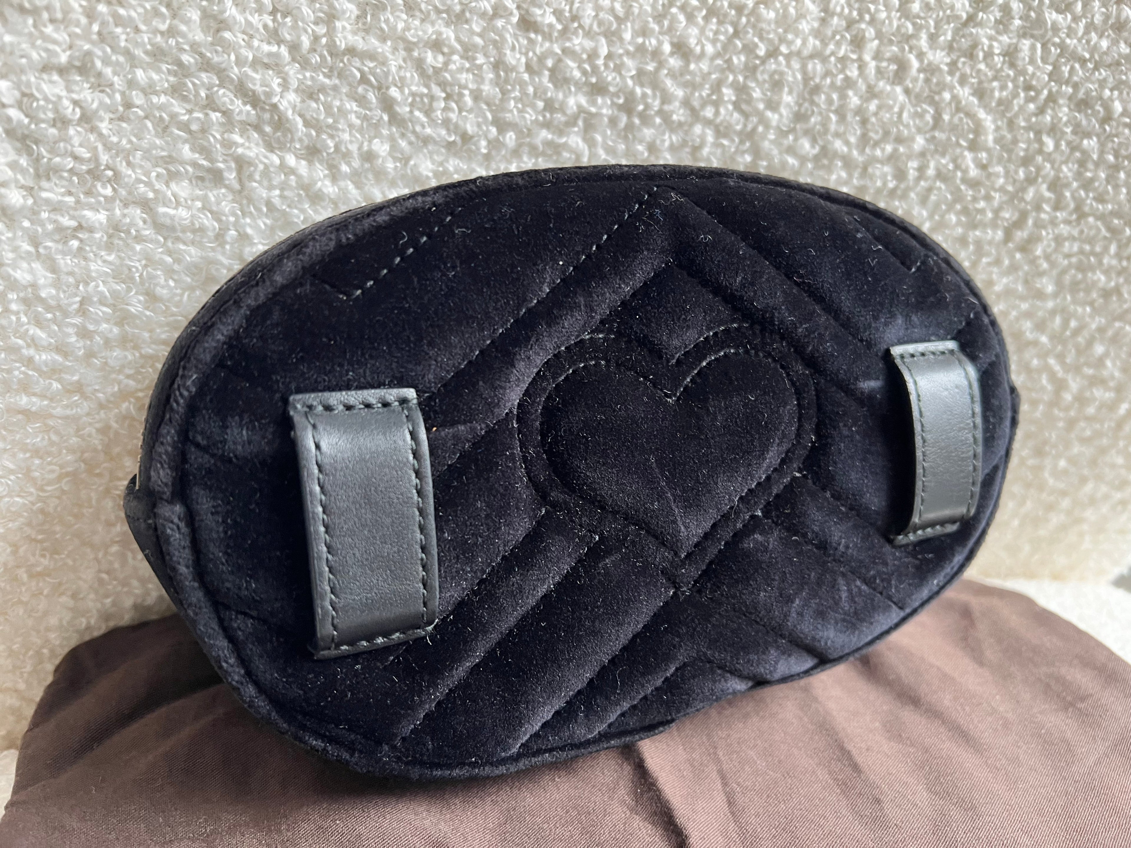 Gucci GG Black Velvet Marmont Belt Bag