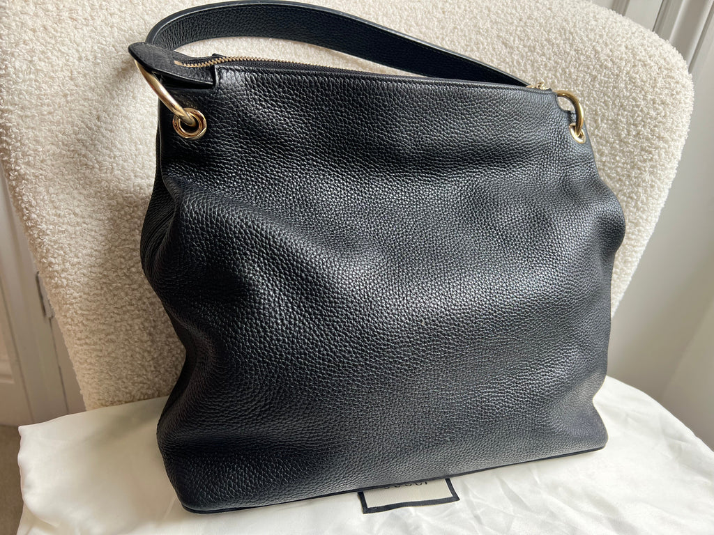 Gucci Soho Large Hobo in Black Pebbled Calfskin