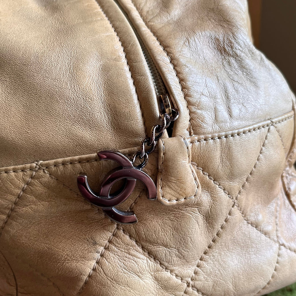 CHANEL Cloudy Bundle Beige Leather Bowler Bag