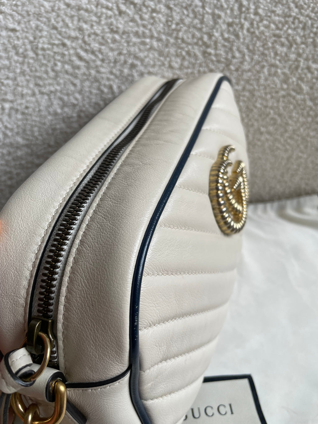 Gucci Torchon GG White Marmont Small Shoulder Bag