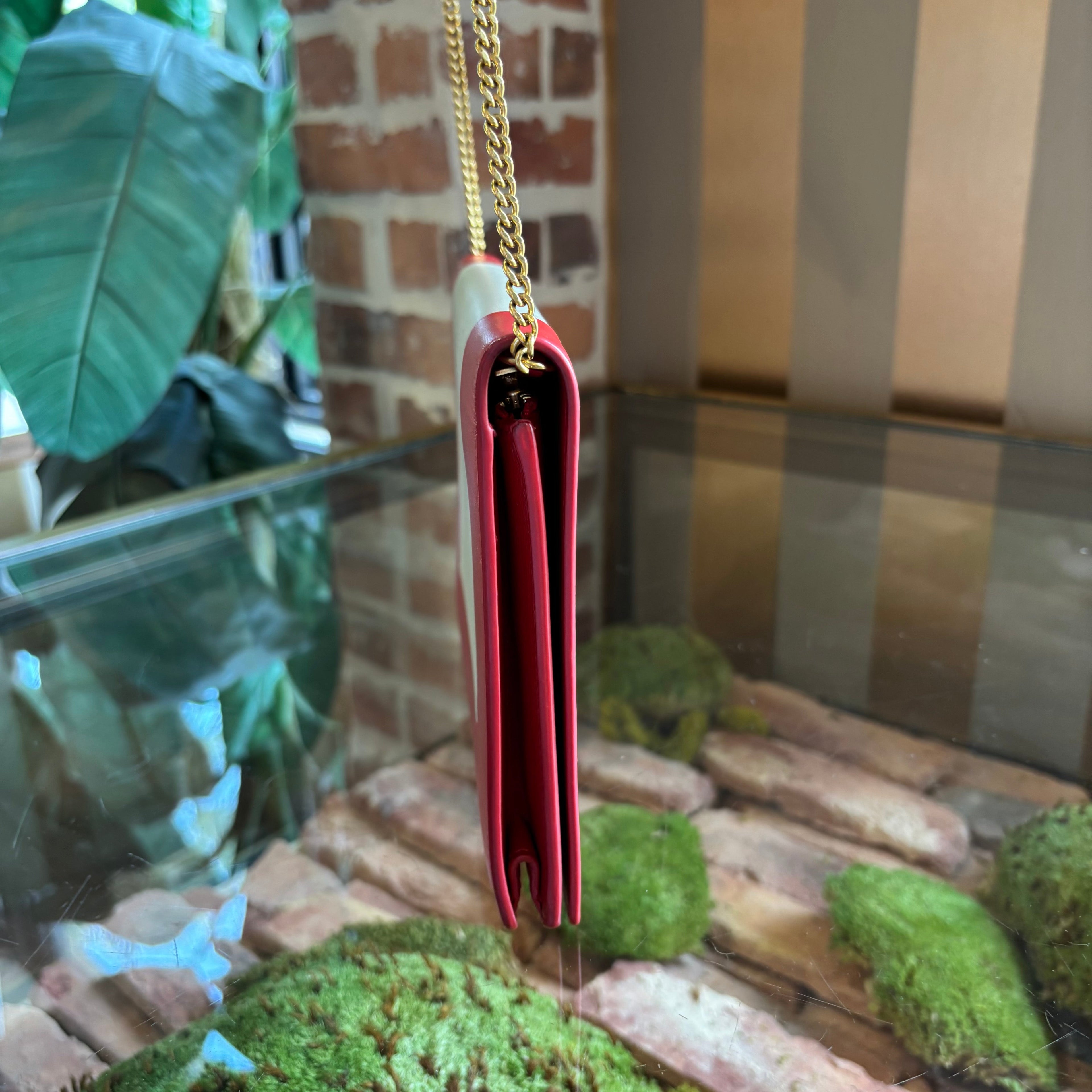 CELINE Red Leather Frame Small Crossbody