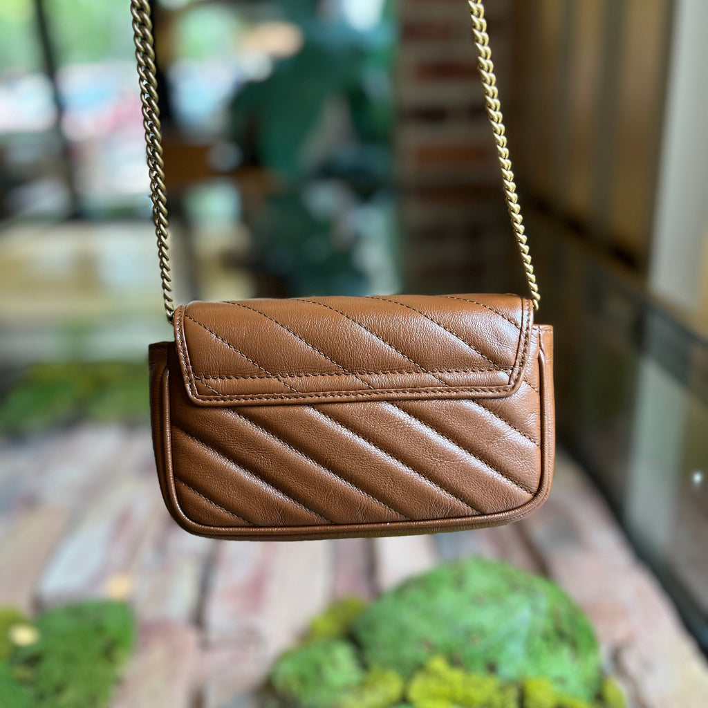 GUCCI GG Marmont Super Mini Azalea Calfskin Leather Crossbody Bag