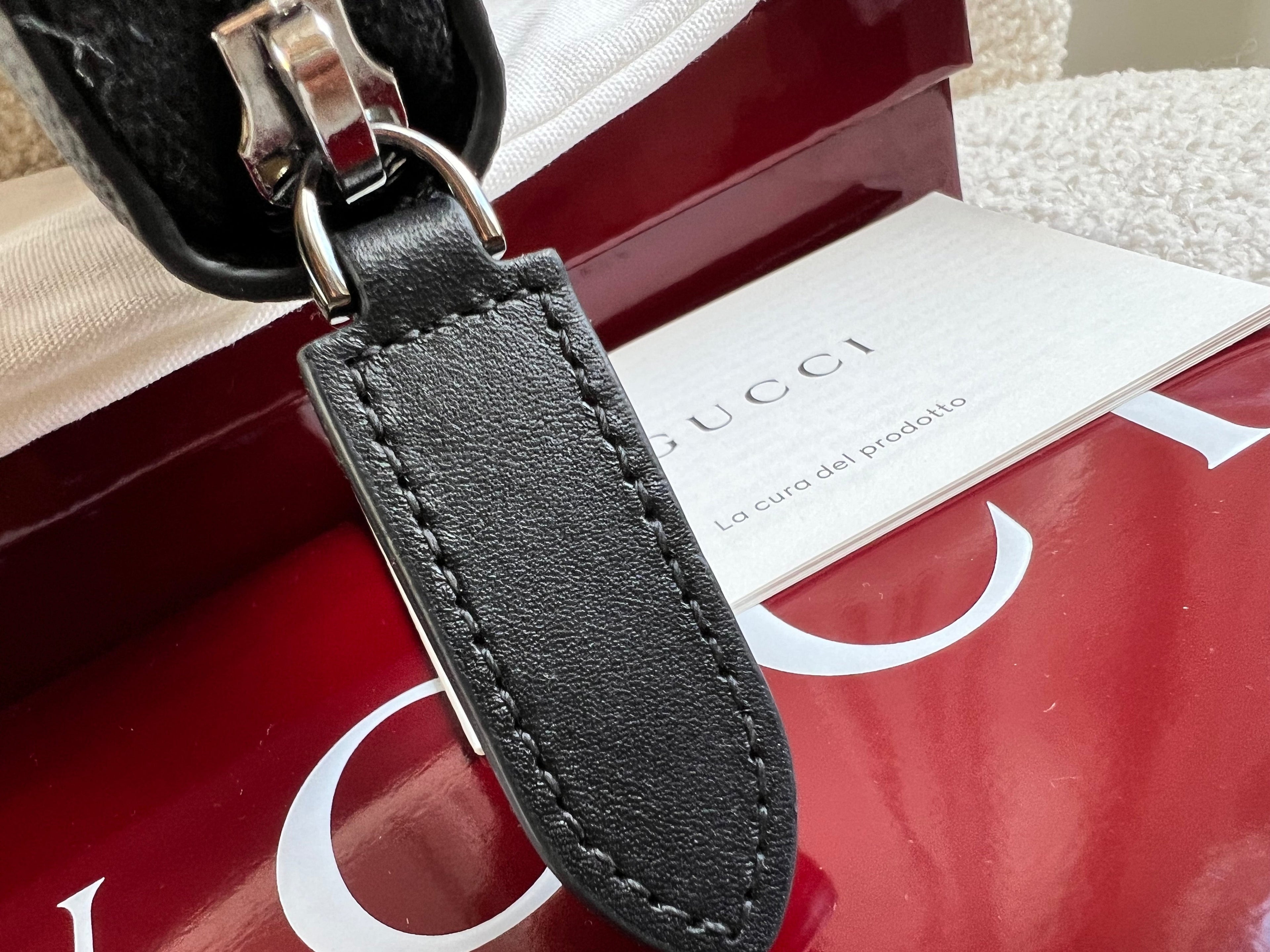 Gucci Black Grey GG Canvas zip around wallet