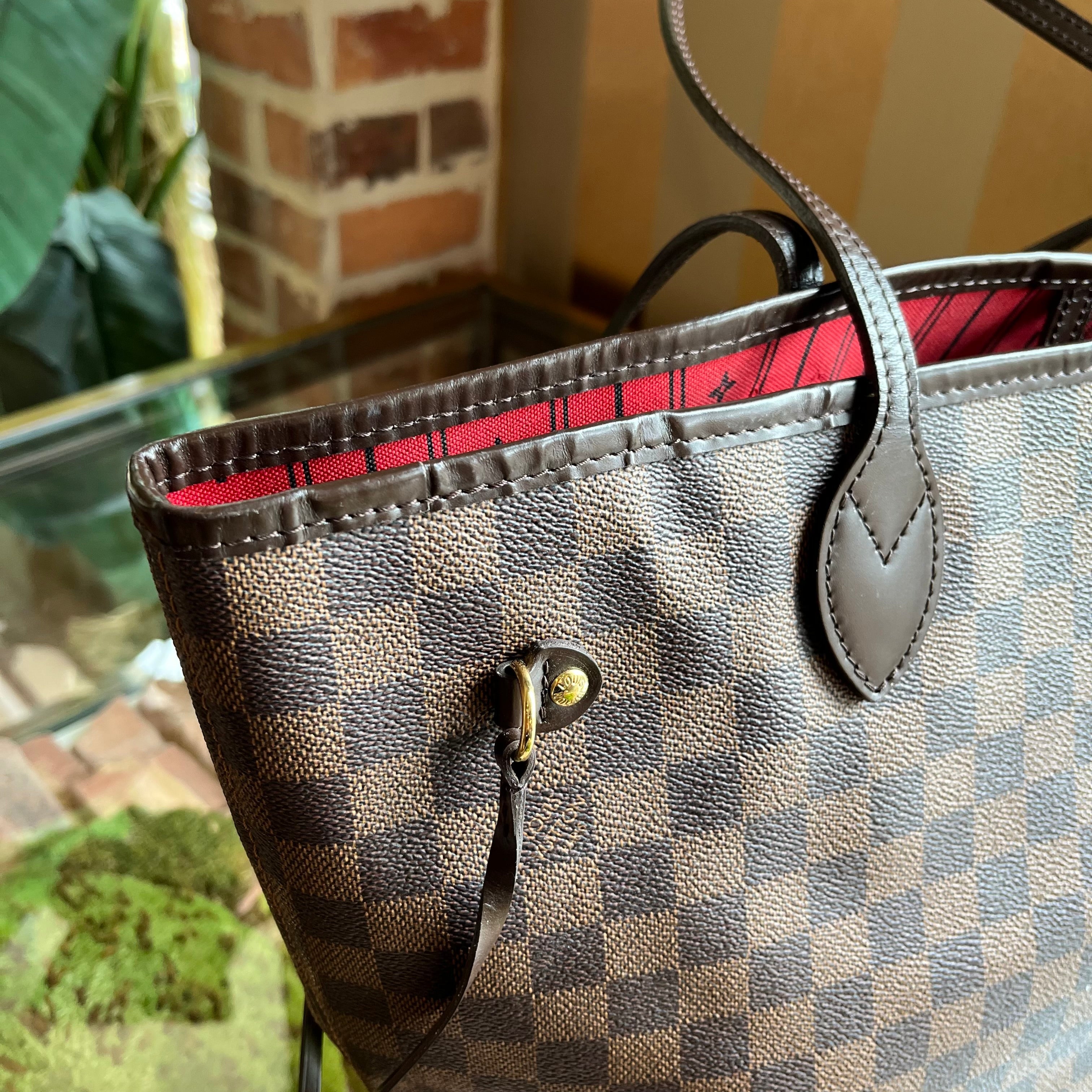 LOUIS VUITTON Neverfull MM Damier Ebene Brown Canvas Tote Bag