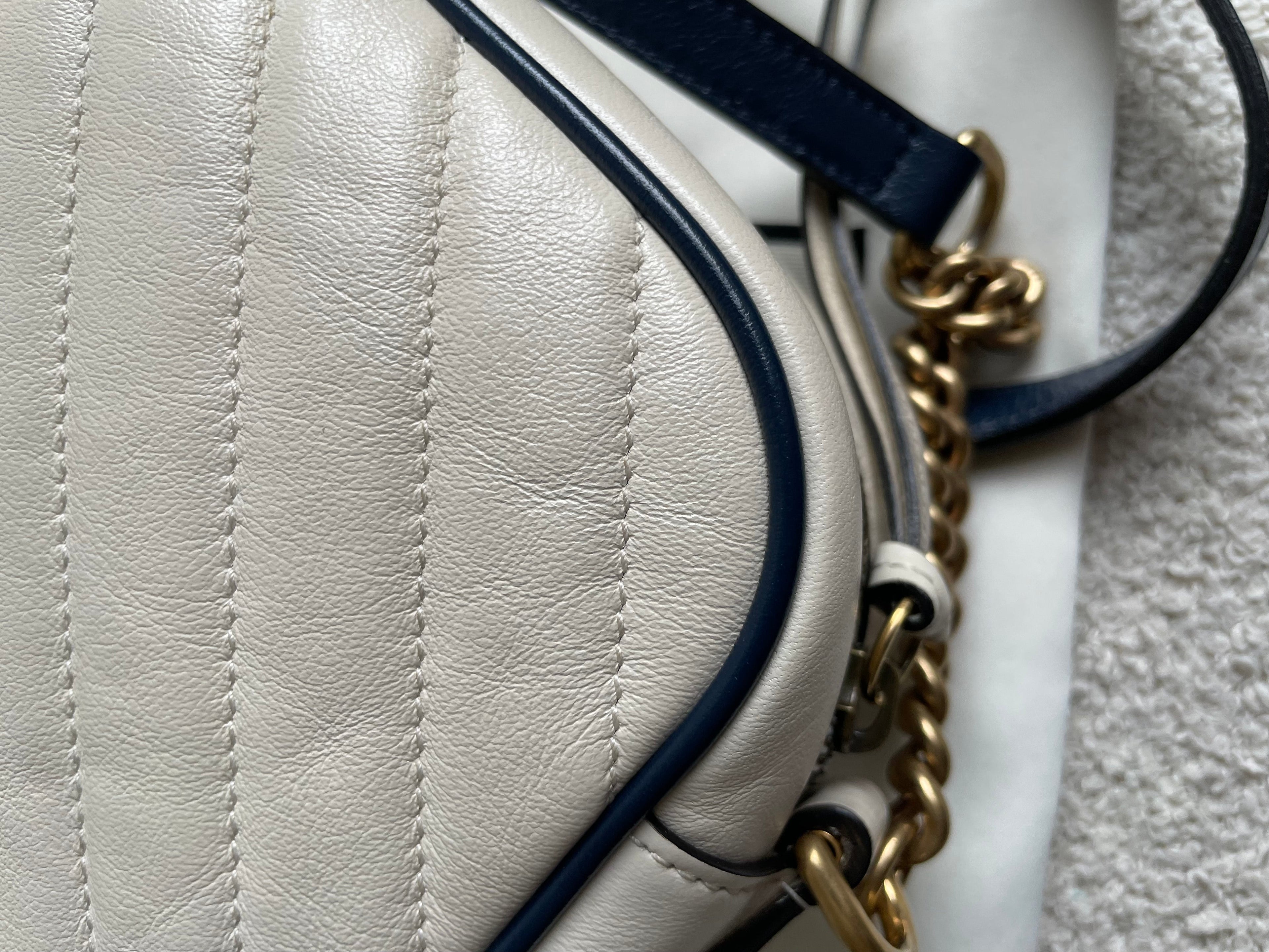 Gucci Torchon GG White Marmont Small Shoulder Bag