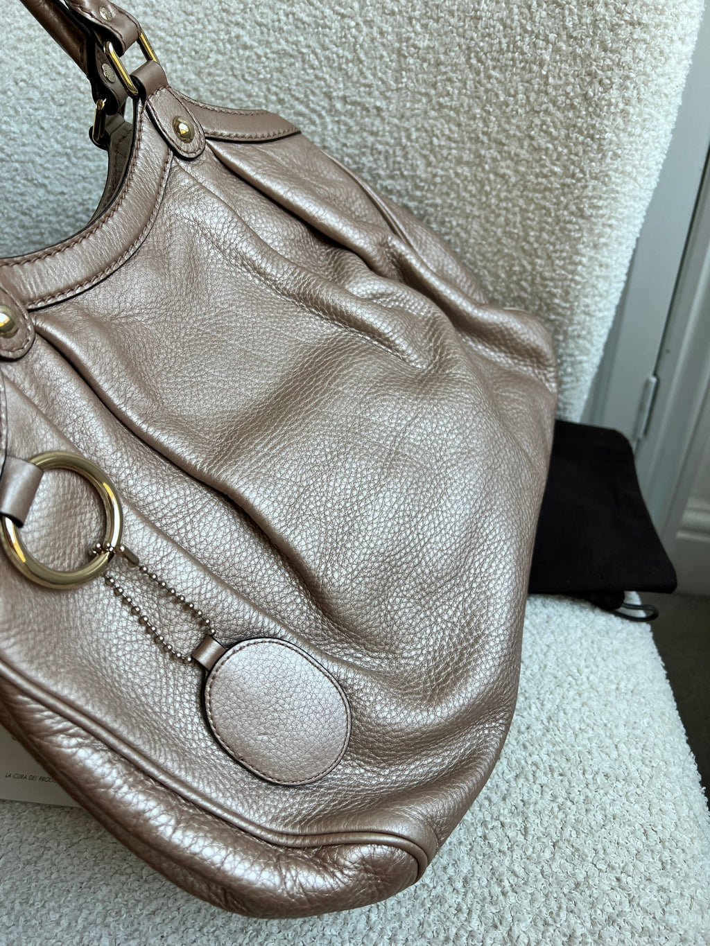Gucci Winter Rose Leather Medium Sukey Tote Bag