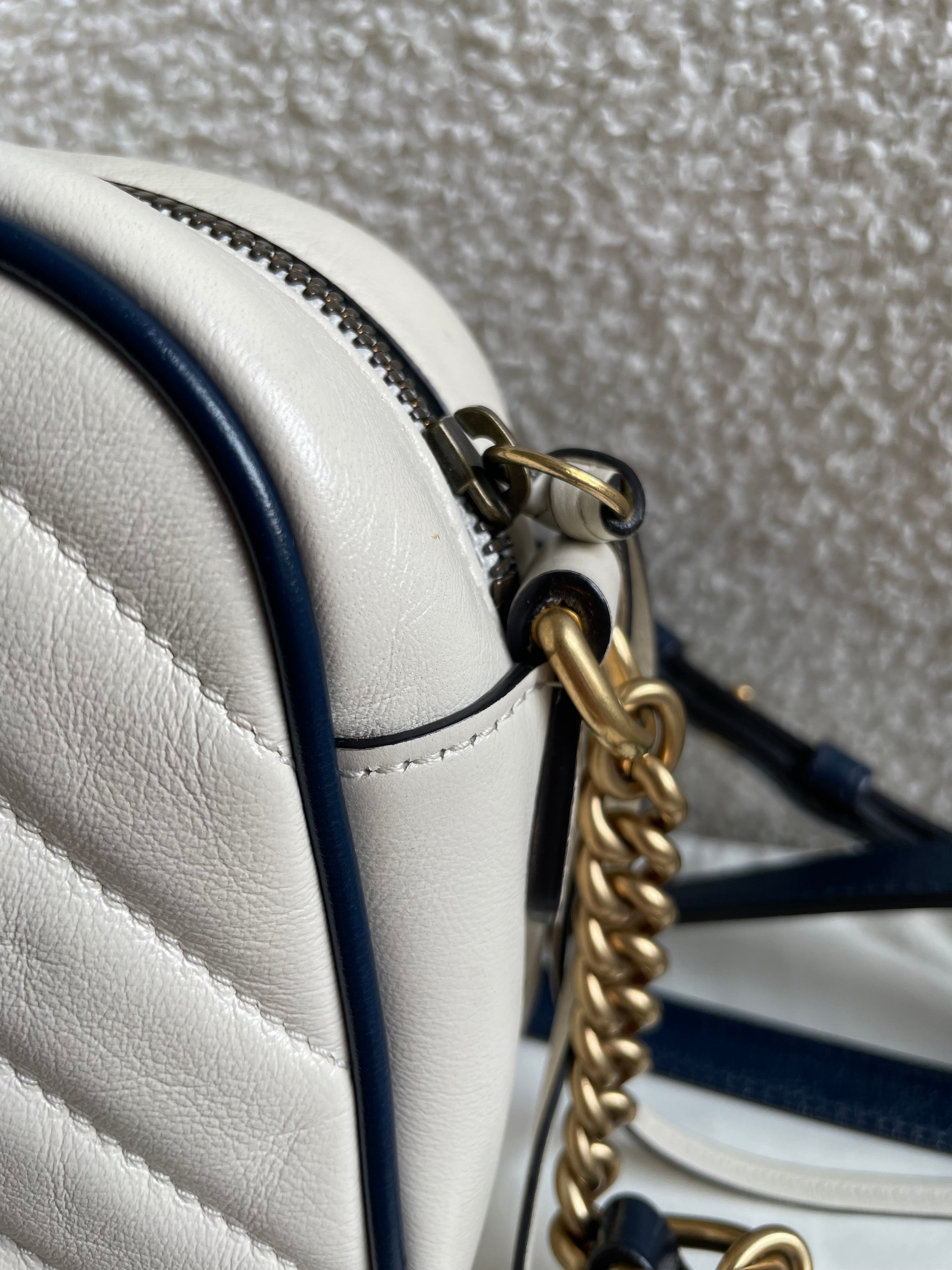 Gucci Torchon GG White Marmont Small Shoulder Bag