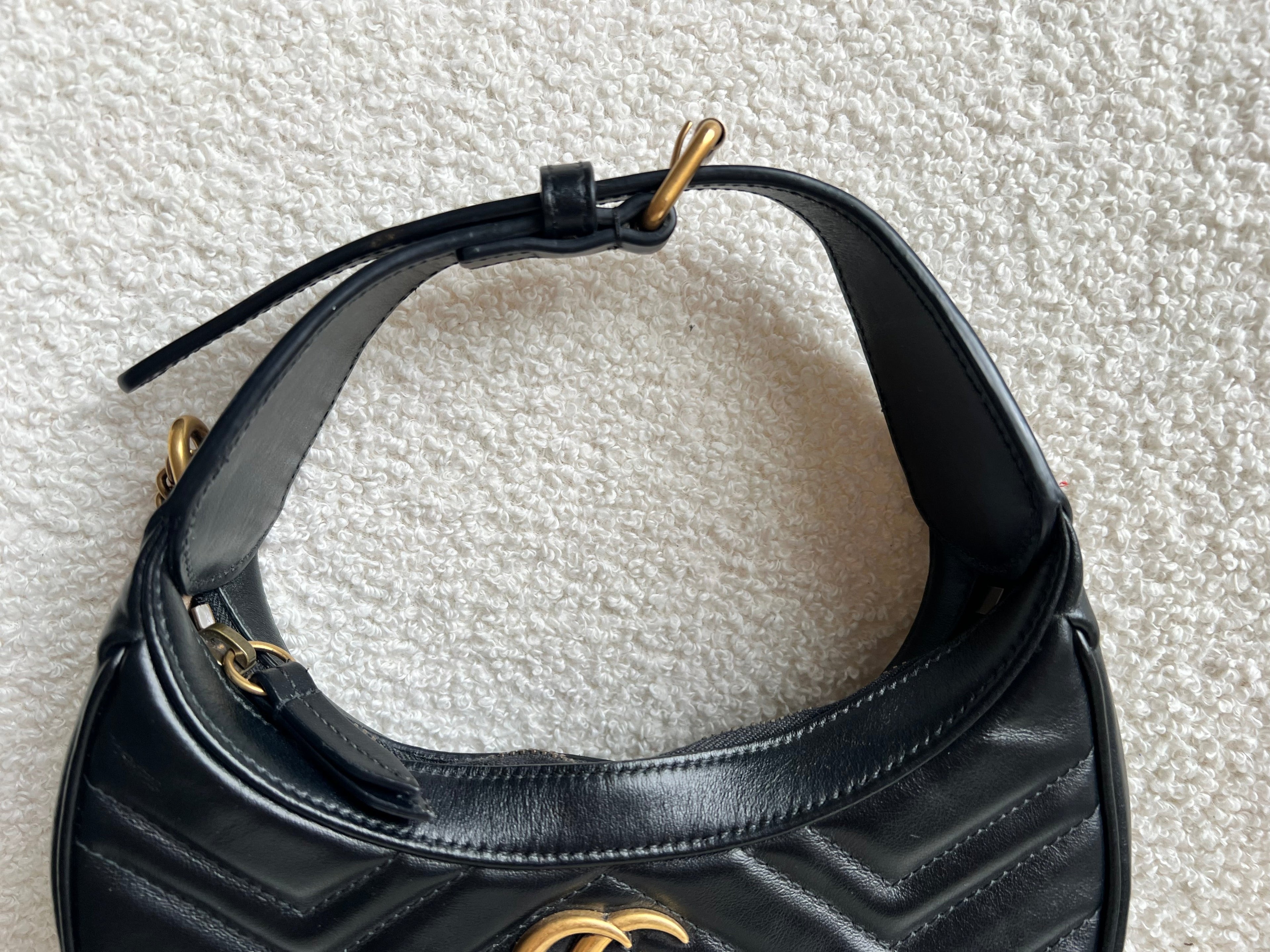 Gucci GG Black Mini Half Moon Marmont Shoulder Bag (RRP £1160)