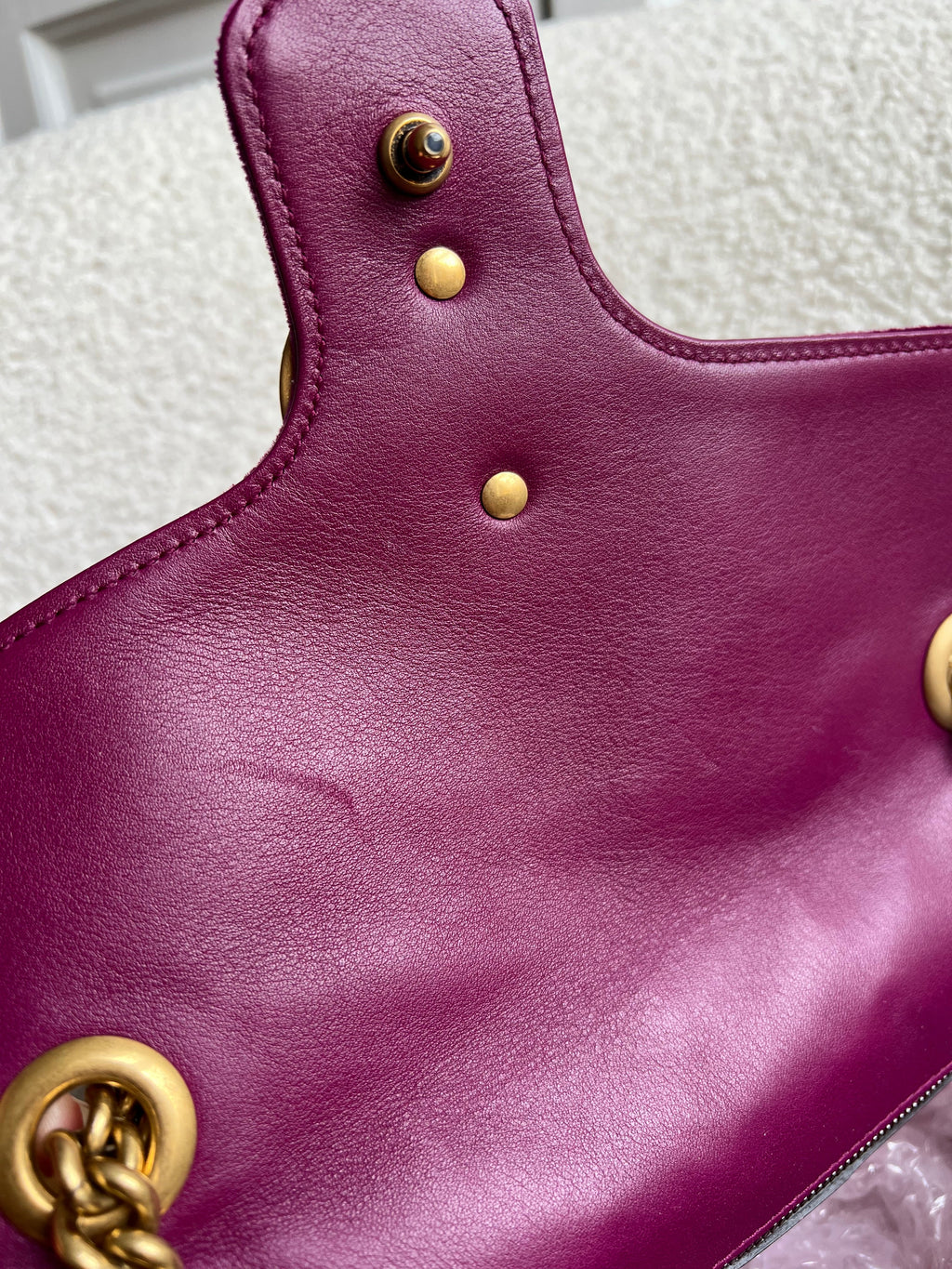Gucci GG Fuchsia Velvet Marmont Small Shoulder Bag (RRP £1490)