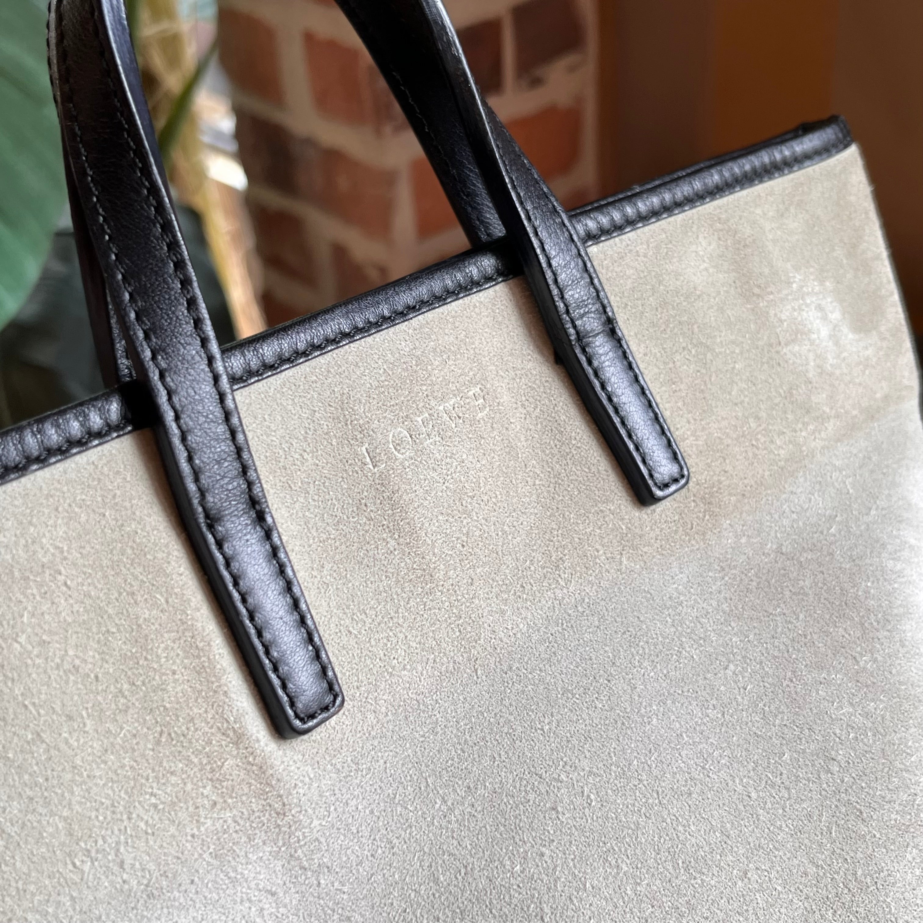 LOEWE Anagram Gray Suede Tote